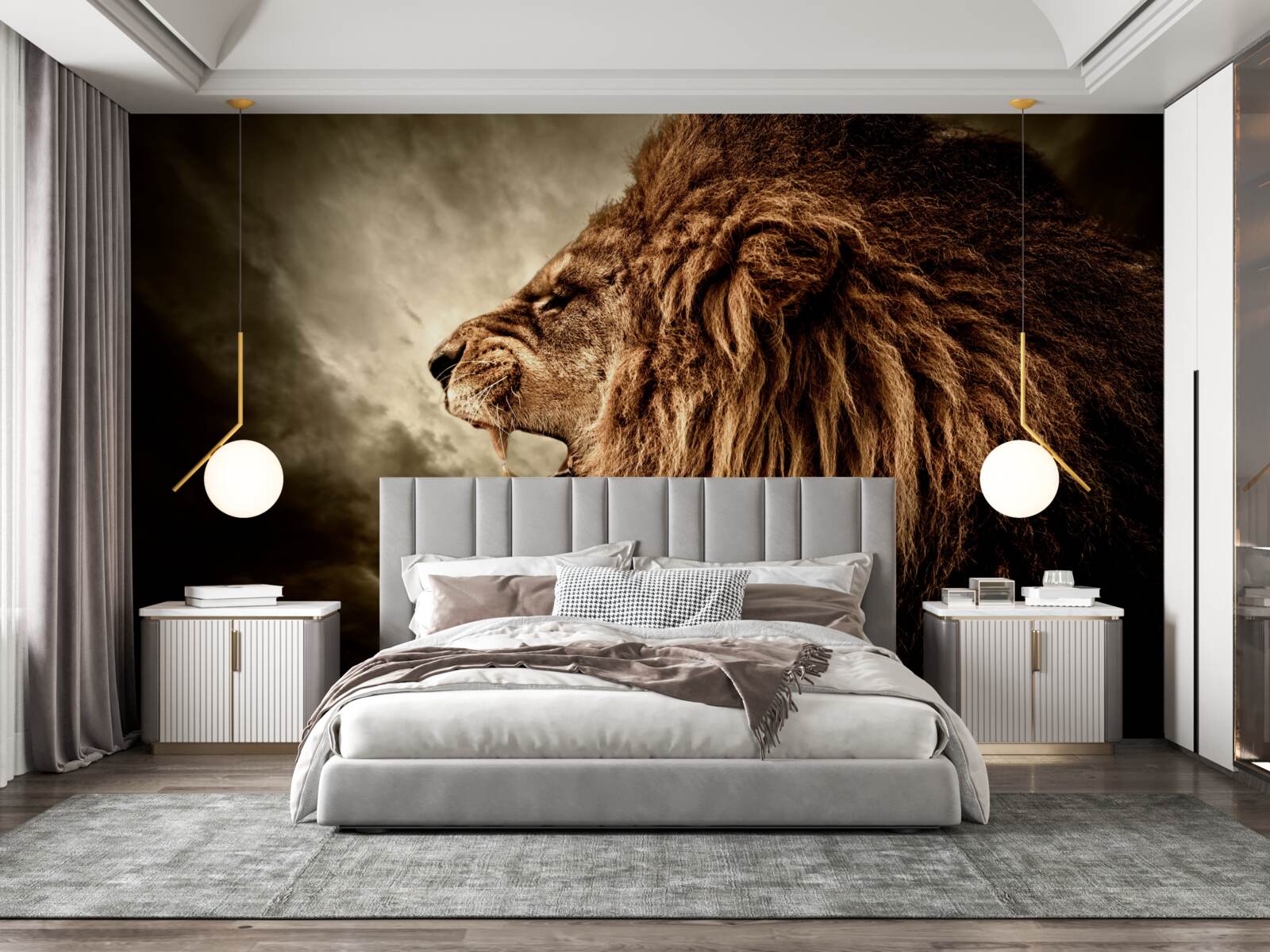 Fotobehang de onheilspellende donder van het gebrul van een leeuw