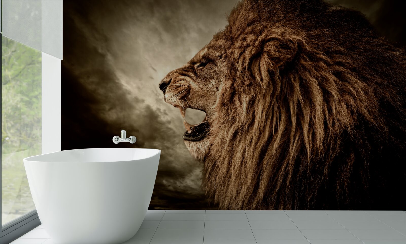 Fotobehang de onheilspellende donder van het gebrul van een leeuw