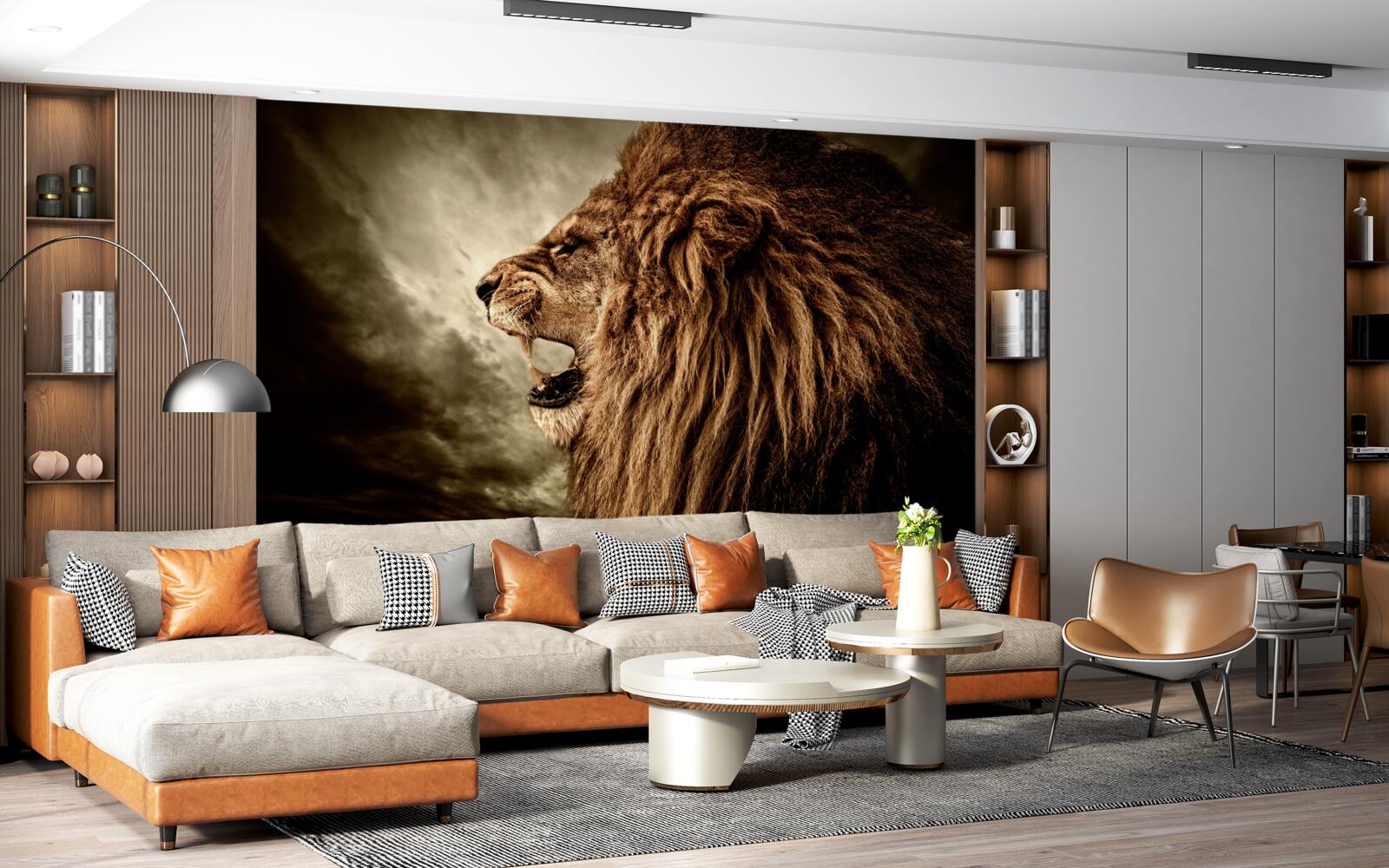 Fotobehang de onheilspellende donder van het gebrul van een leeuw