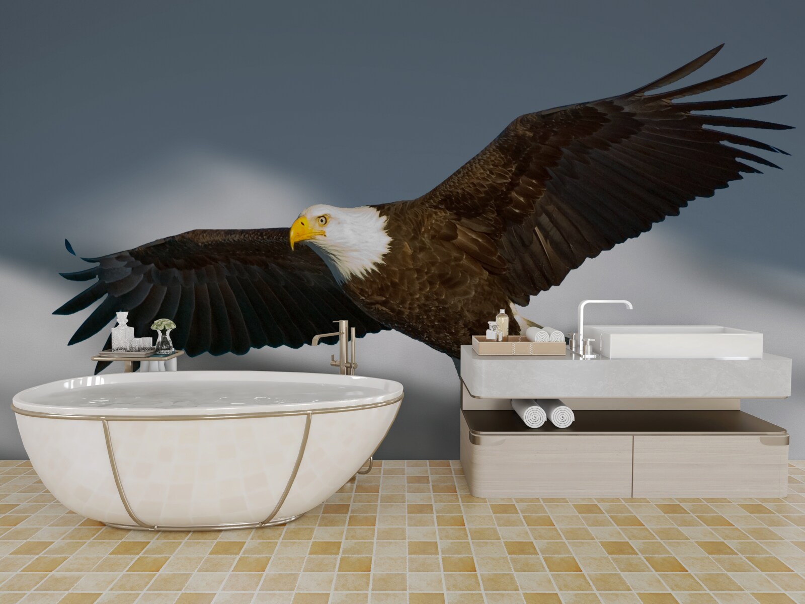 Fotobehang een zeearend zweeft in de lucht