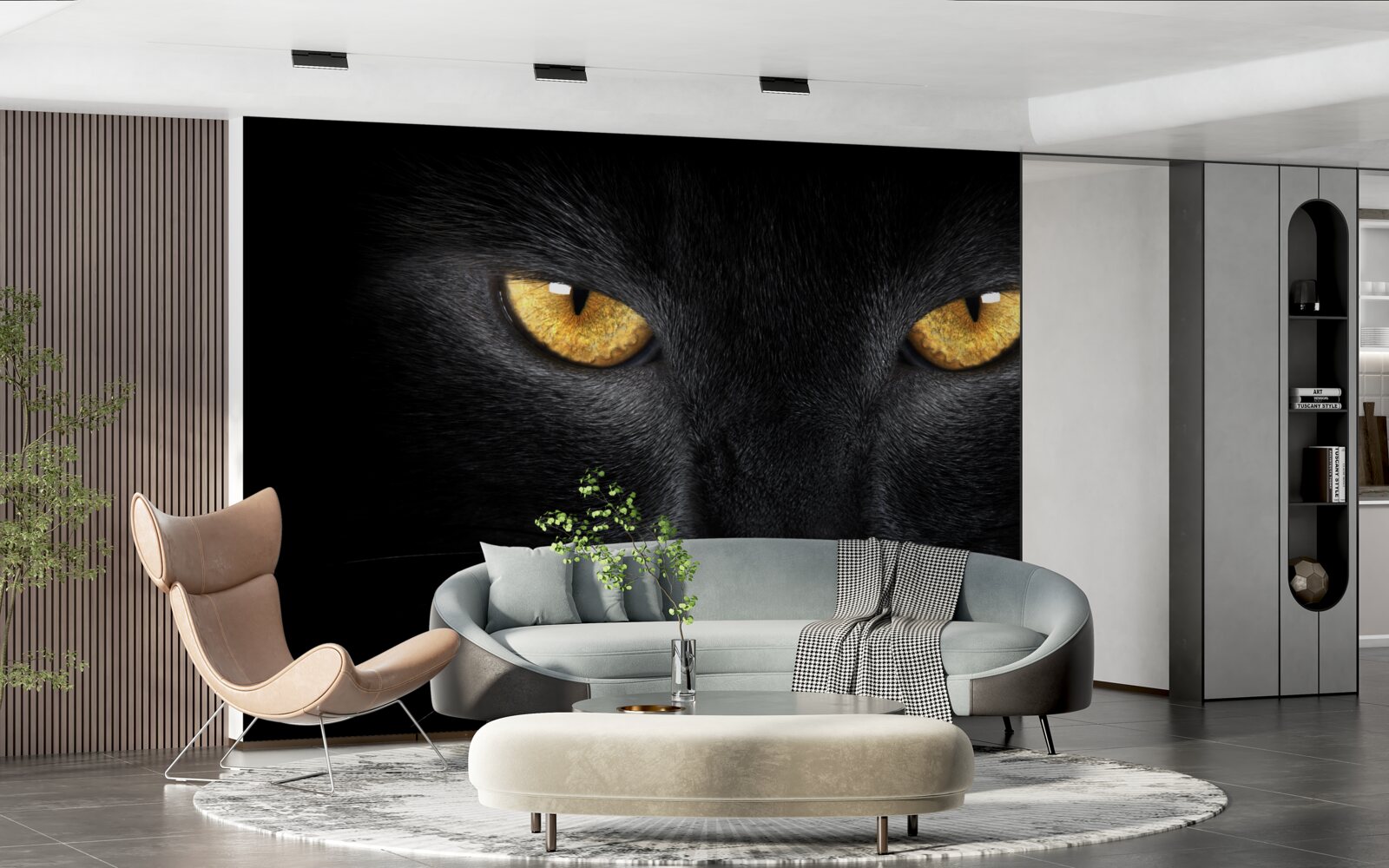 Fotobehang de doordringende blik van een zwarte kat