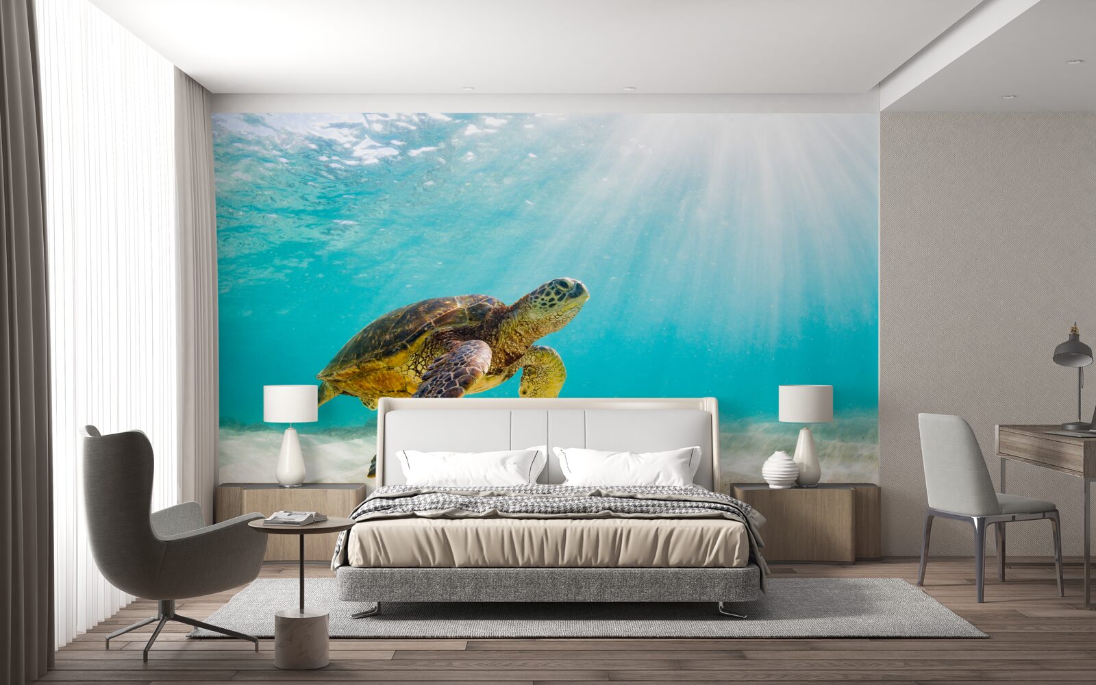 Fotobehang Gele schedels op een zandbodem