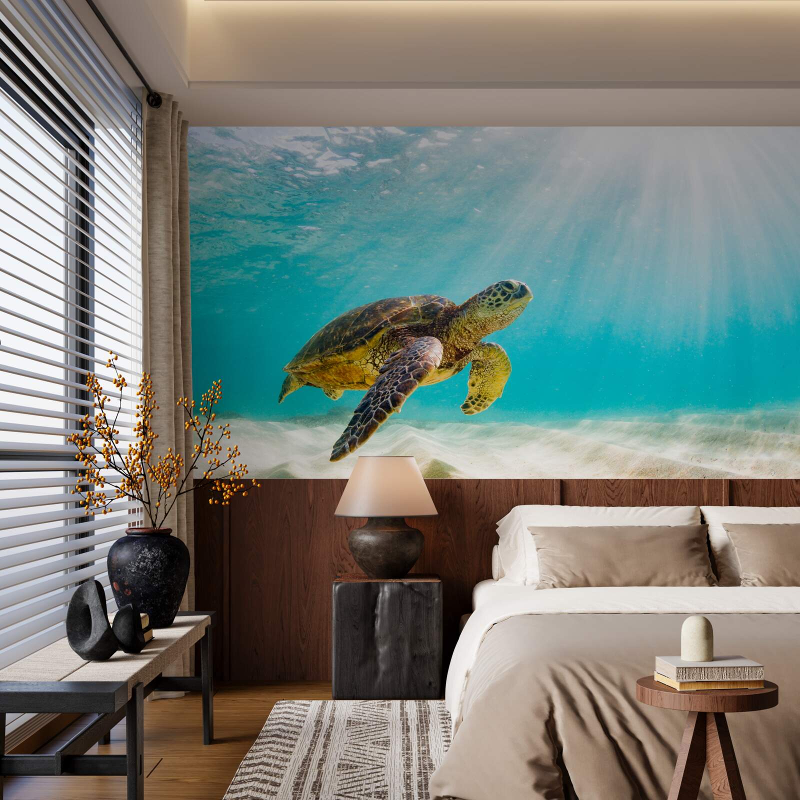 Fotobehang Gele schedels op een zandbodem