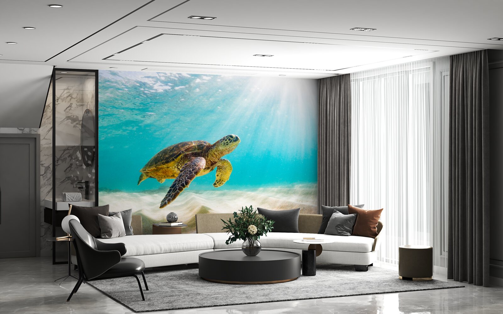 Fotobehang Gele schedels op een zandbodem