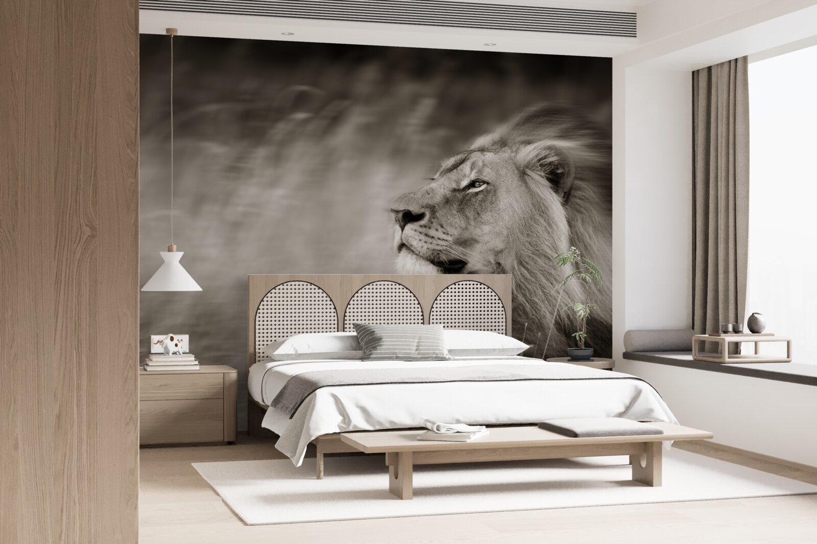 Fotobehang zwart-wit dierenliniaal in de wind