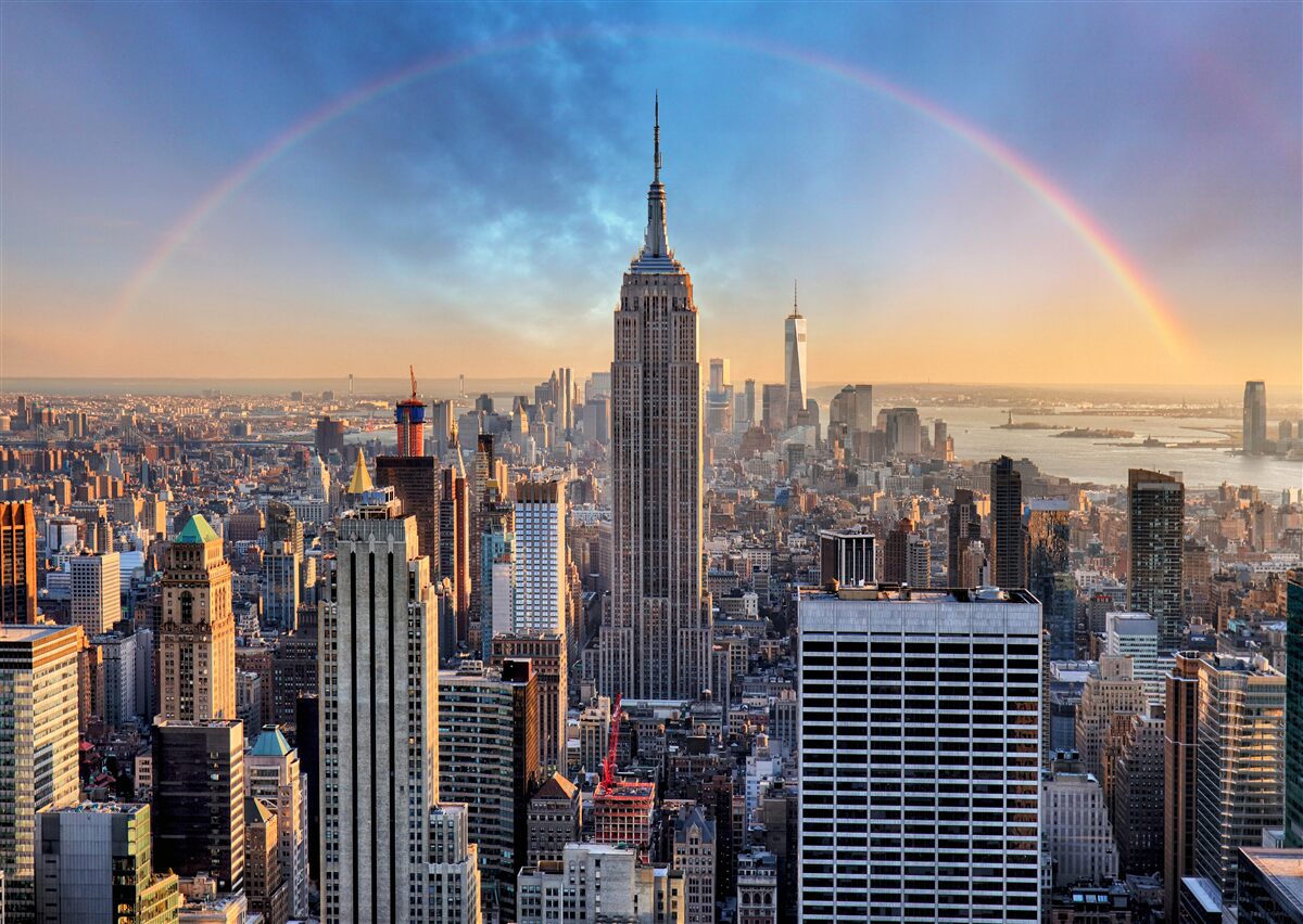Fotobehang new york onder de regenboog