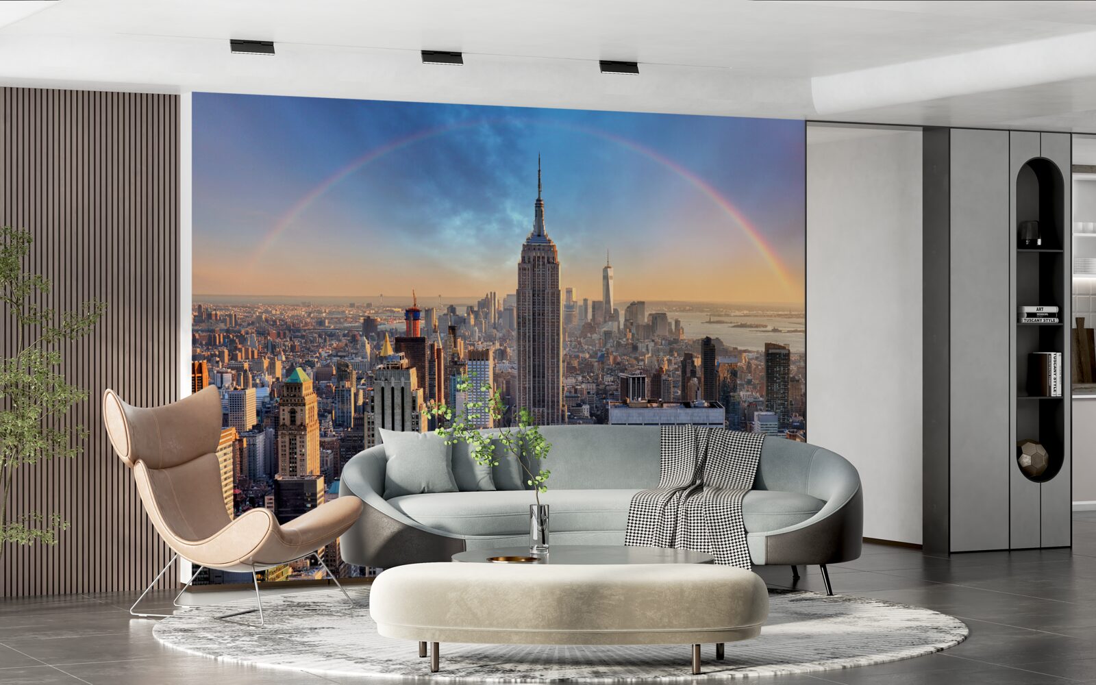Fotobehang new york onder de regenboog