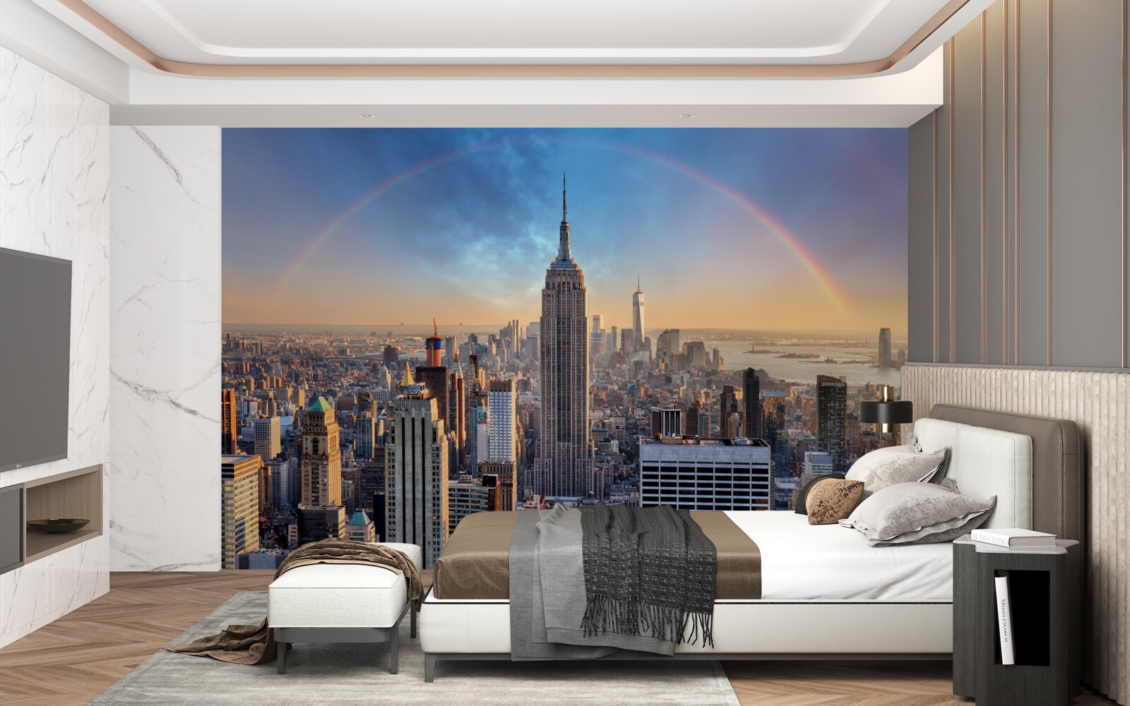 Fotobehang new york onder de regenboog