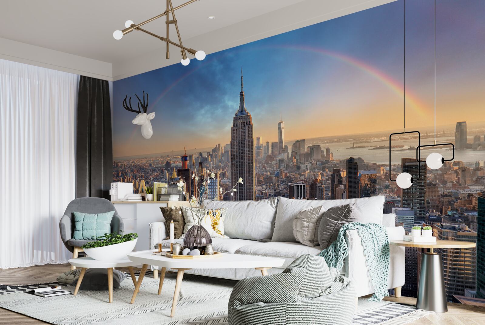 Fotobehang new york onder de regenboog