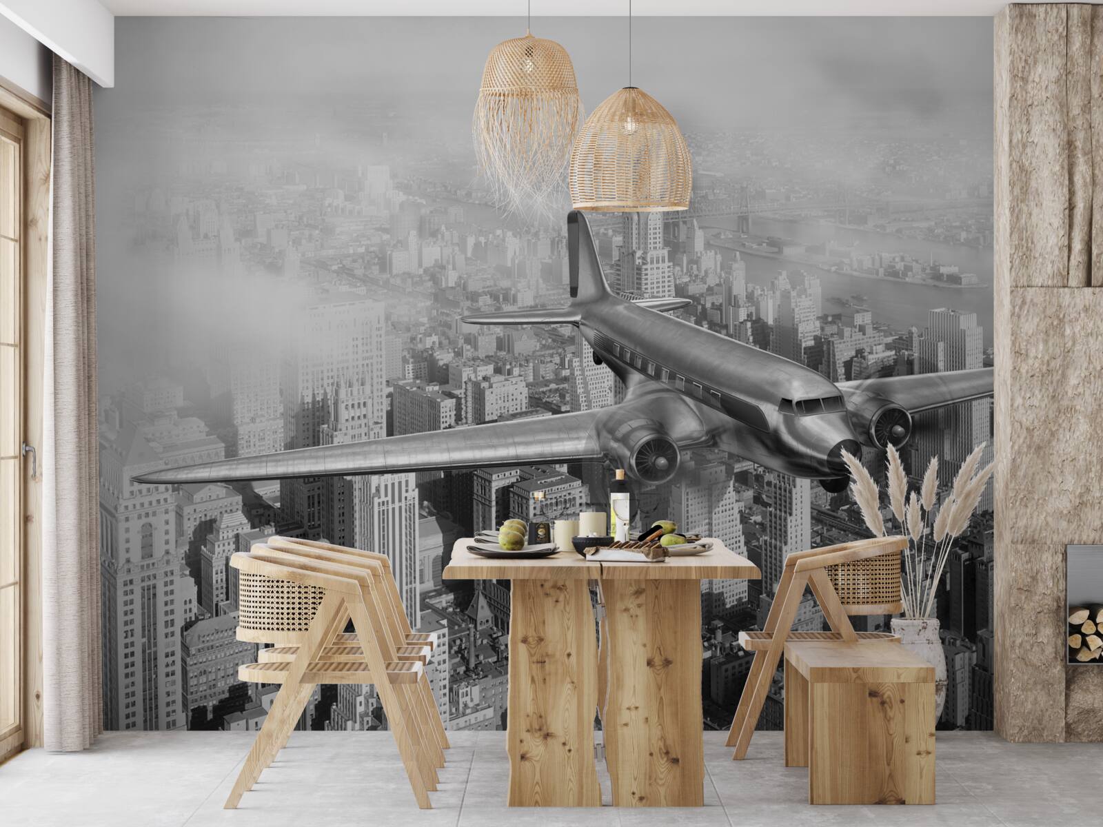 Fotobehang vliegreizen boven een reus van een stad