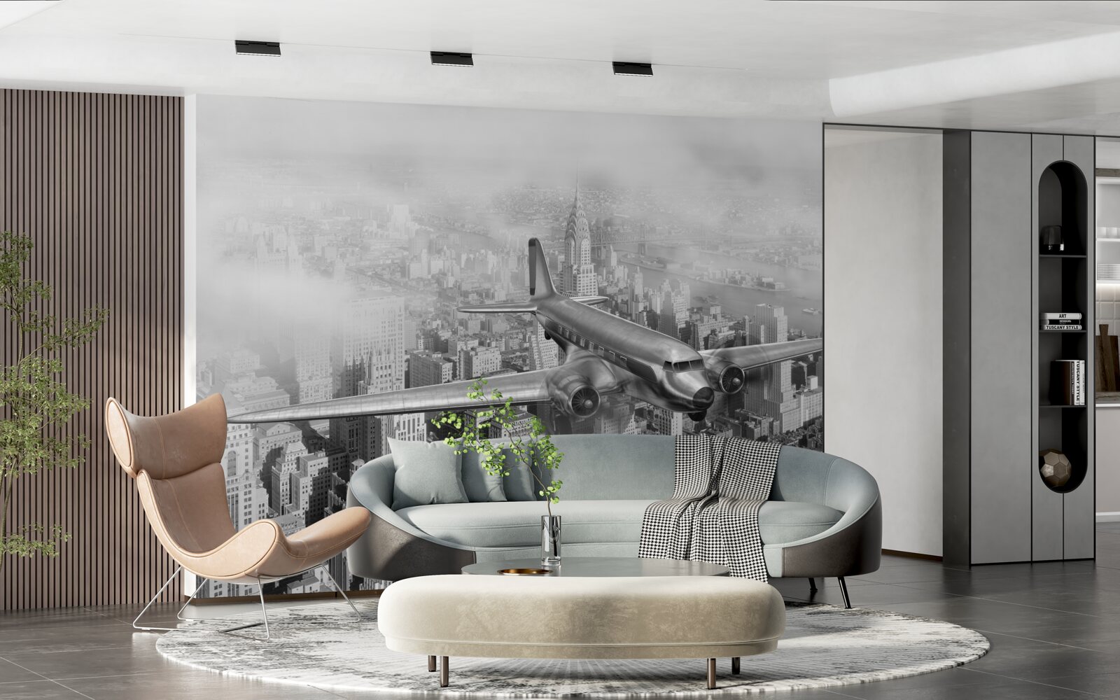 Fotobehang vliegreizen boven een reus van een stad