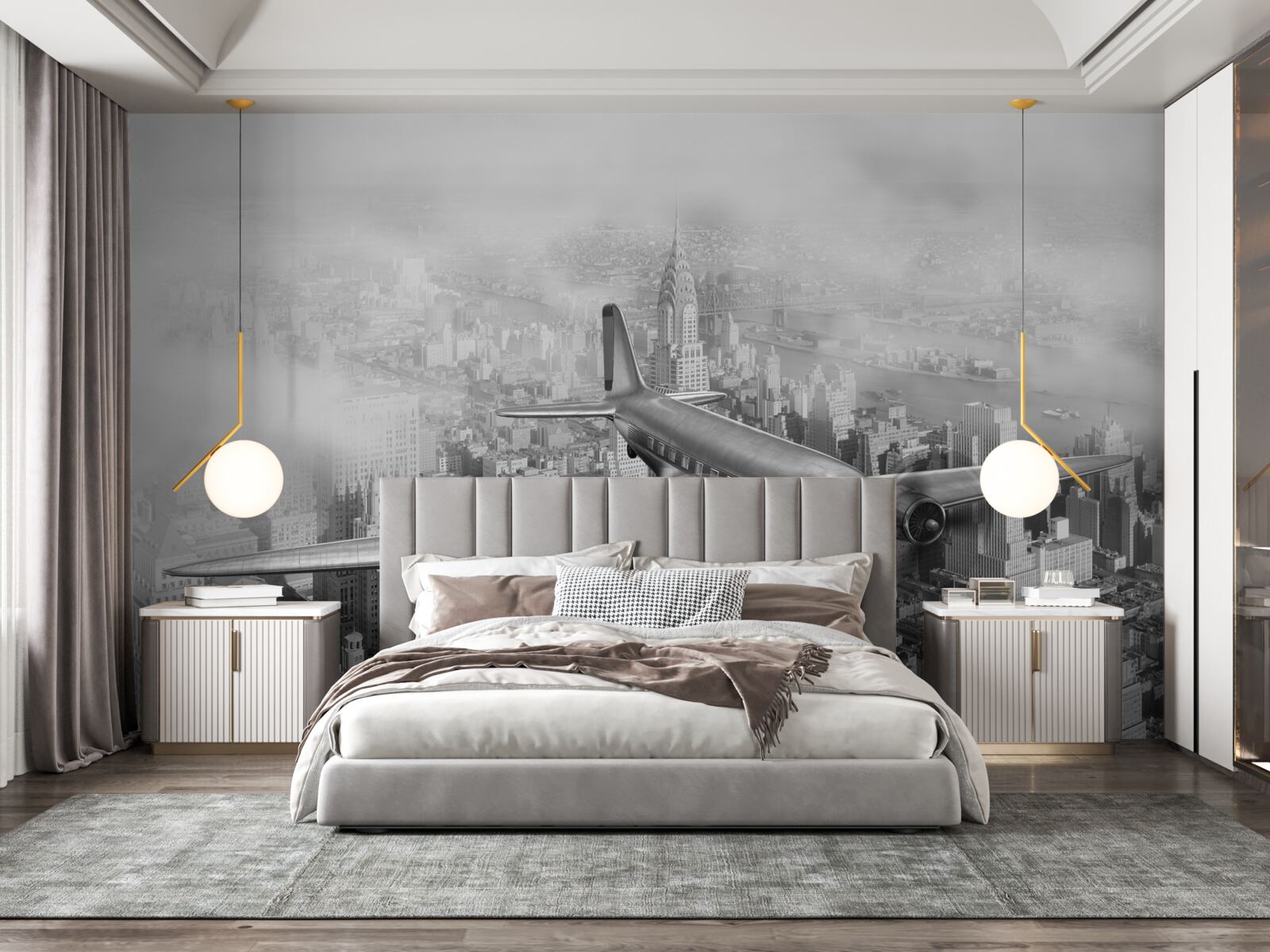 Fotobehang vliegreizen boven een reus van een stad