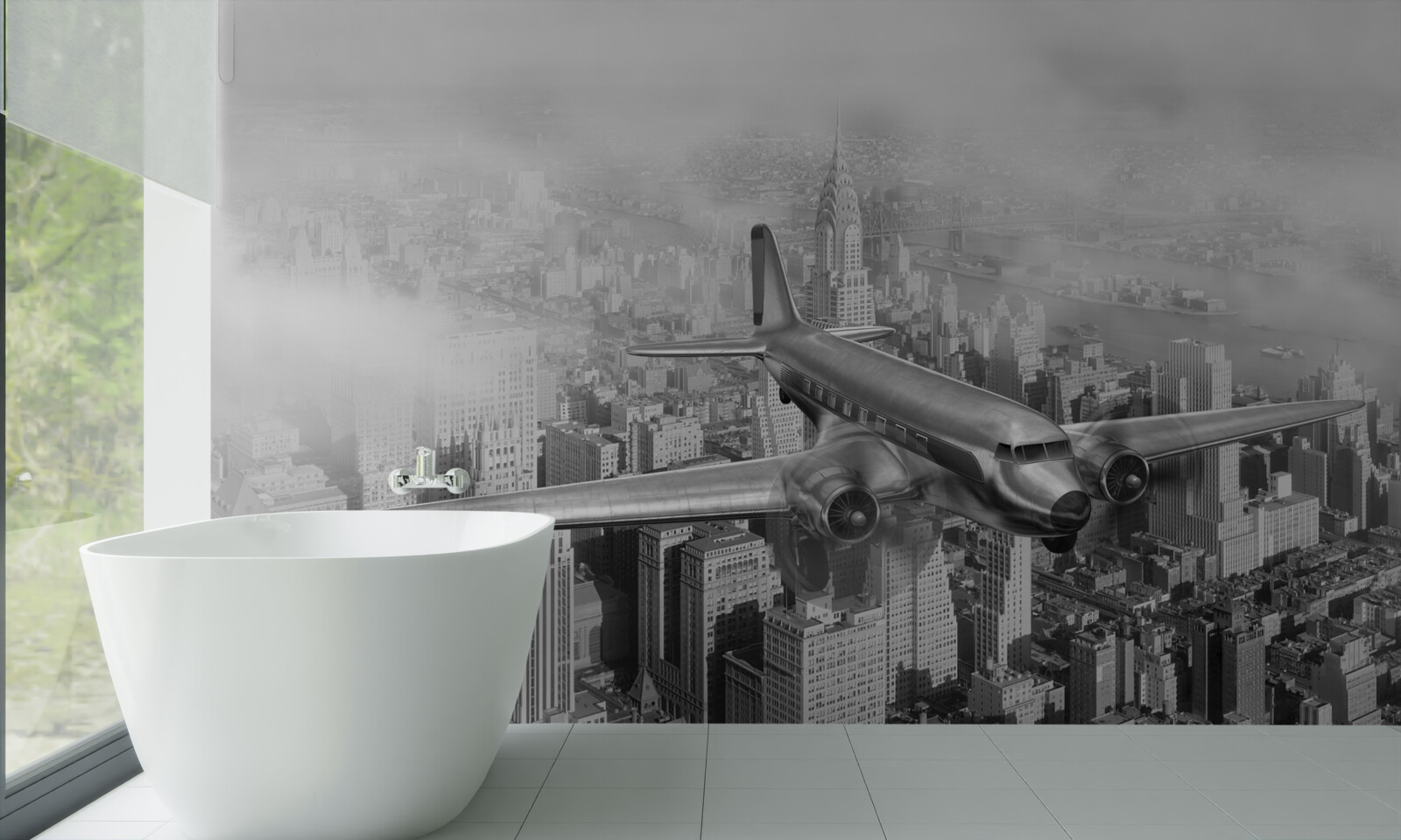 Fotobehang vliegreizen boven een reus van een stad