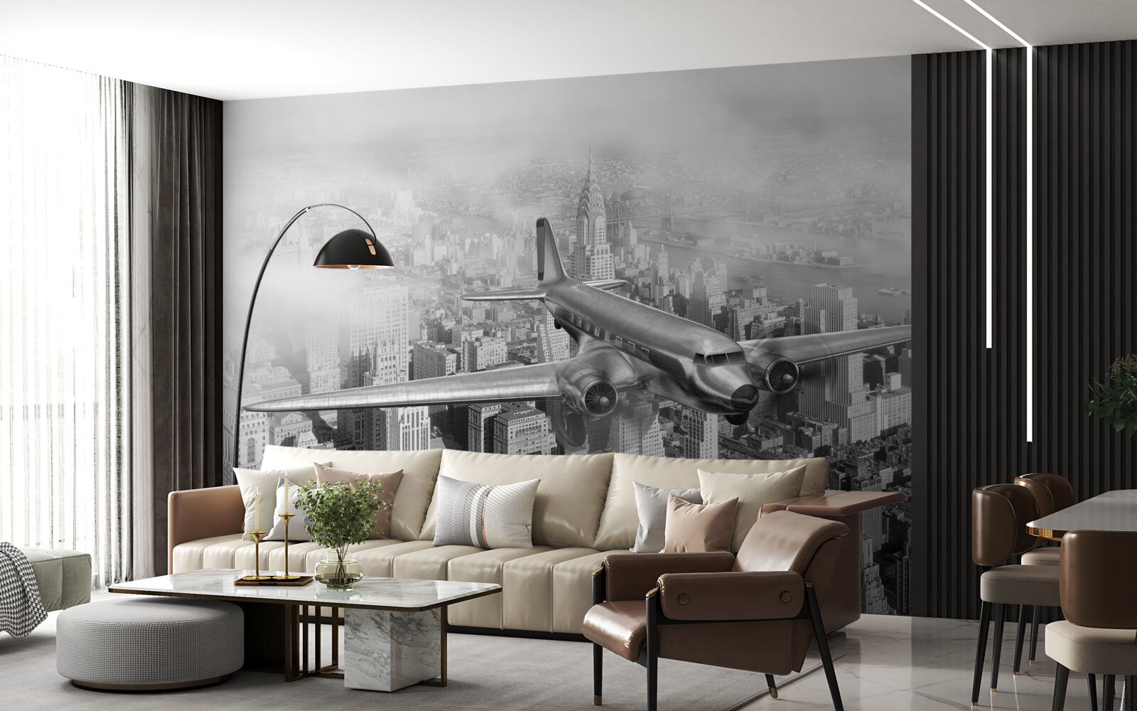 Fotobehang vliegreizen boven een reus van een stad