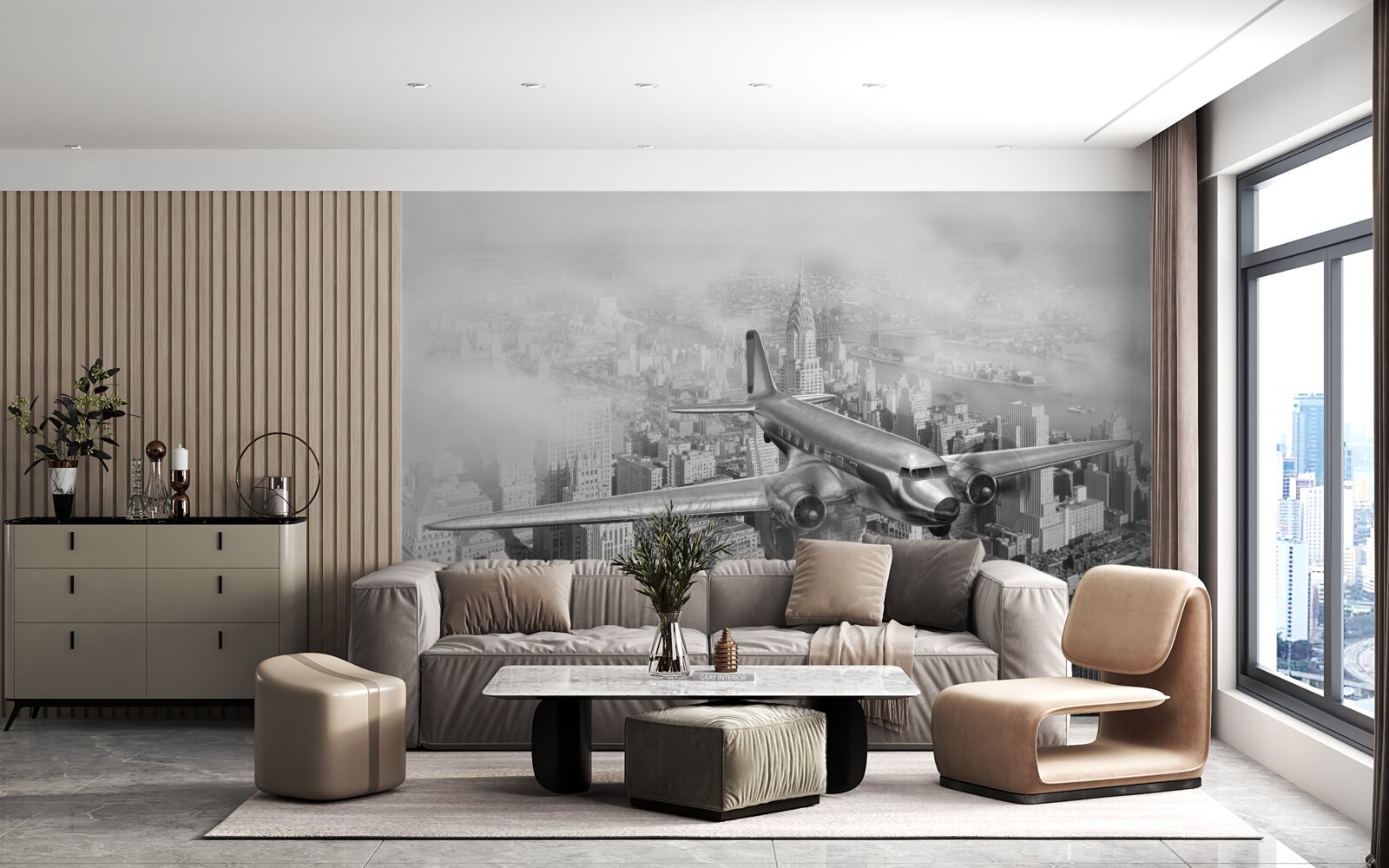 Fotobehang vliegreizen boven een reus van een stad