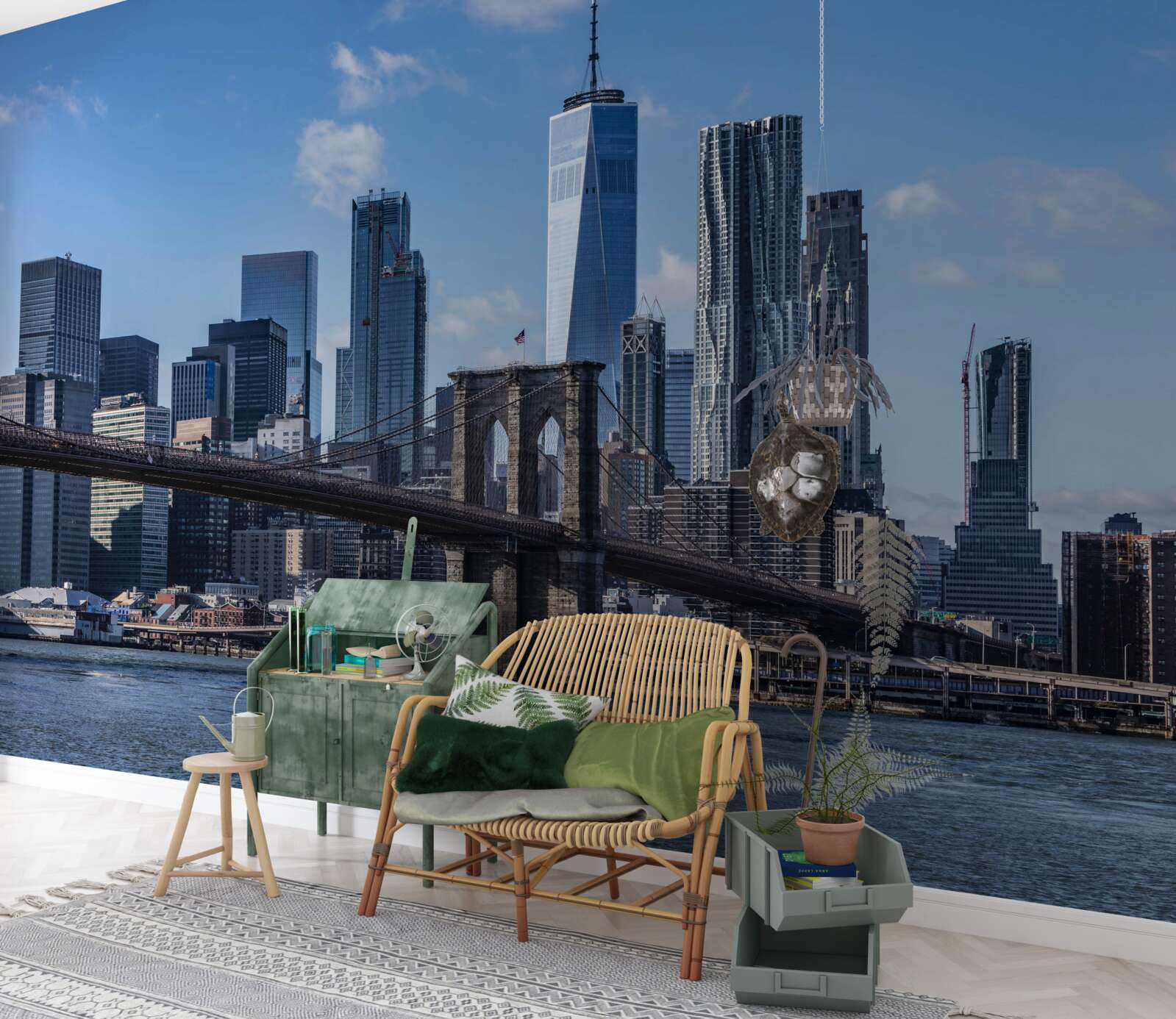 Fotobehang uitzicht op de stad vanaf de brooklyn bridge