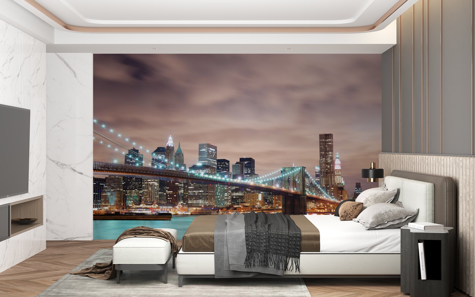 Fotobehang nachtstad in de moderne tijd