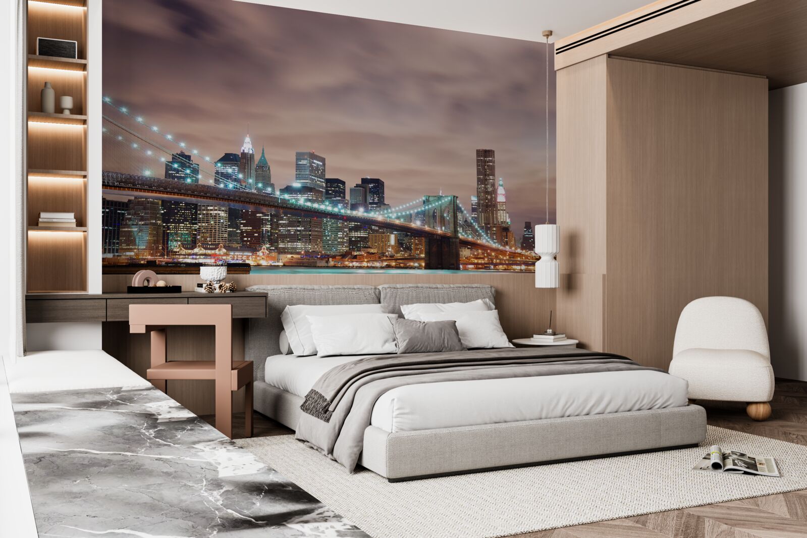 Fotobehang nachtstad in de moderne tijd