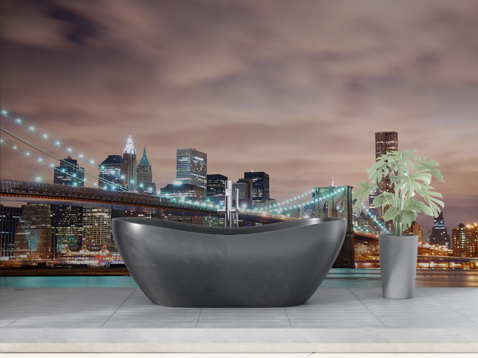 Fotobehang nachtstad in de moderne tijd