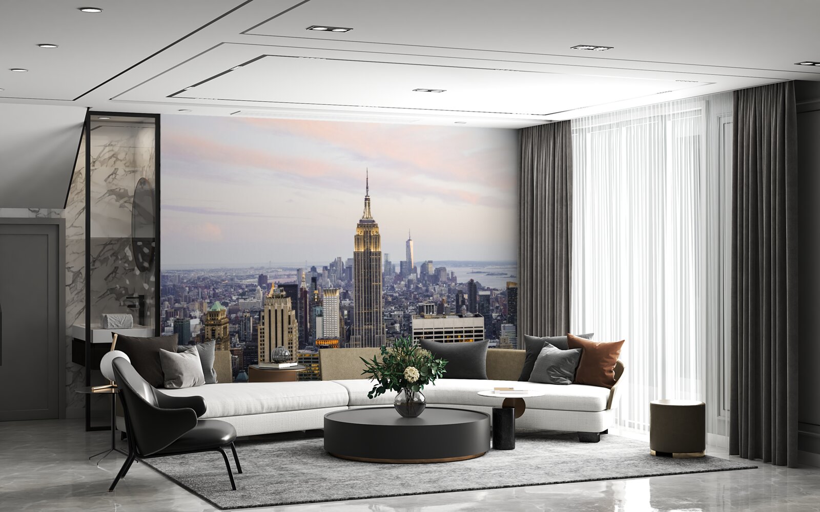 Fotobehang verlichting van empire state building