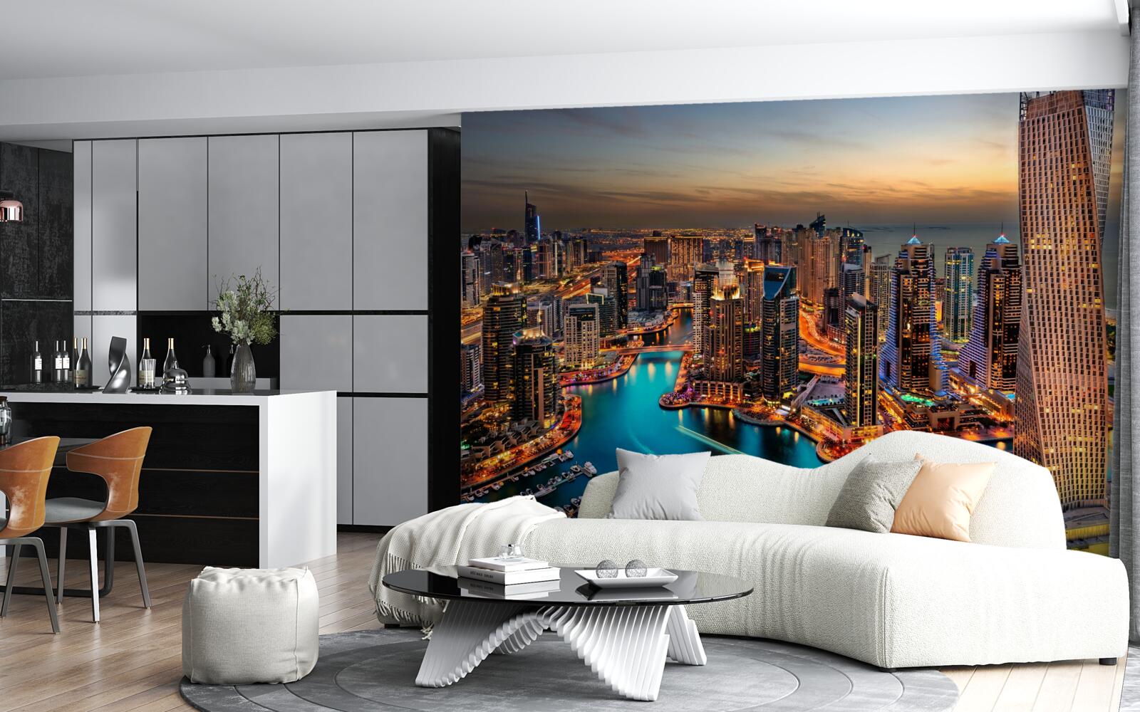 Fotobehang skyline van de stad Dubai