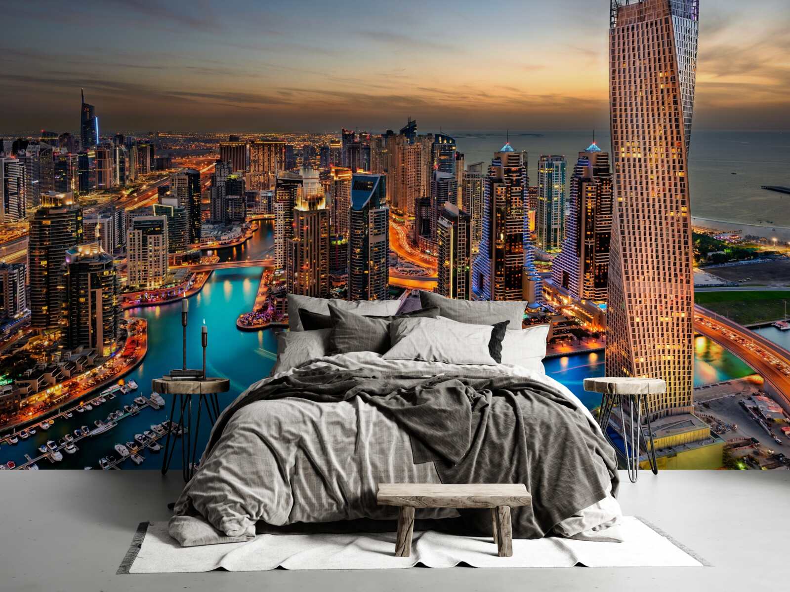 Fotobehang skyline van de stad Dubai