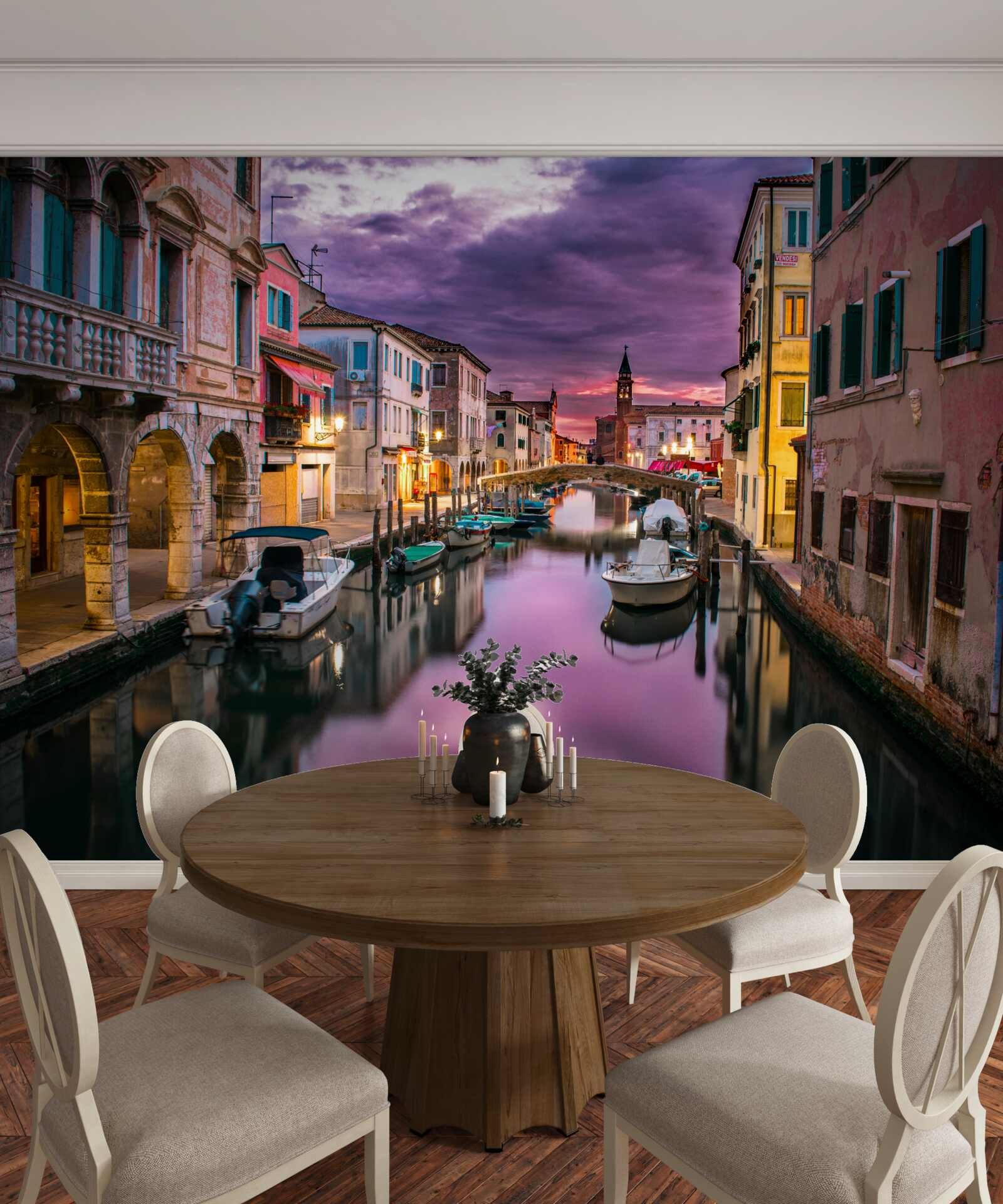 Fotobehang Venetiëstraat in de avond