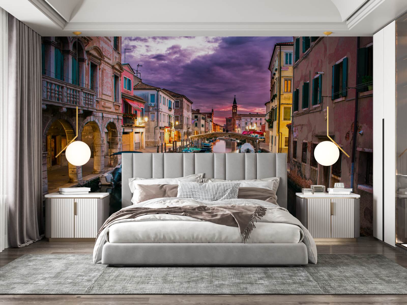 Fotobehang Venetiëstraat in de avond