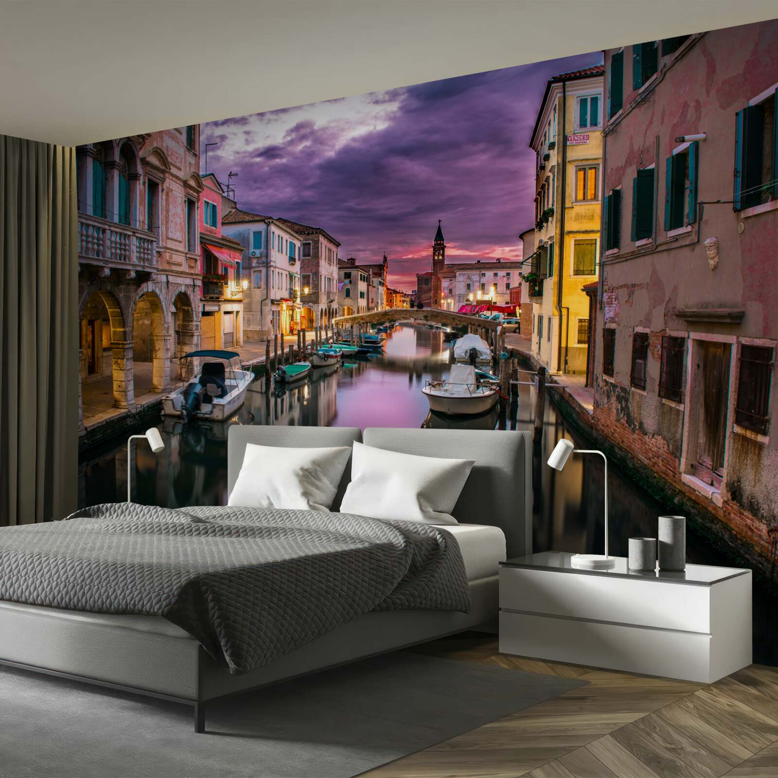 Fotobehang Venetiëstraat in de avond