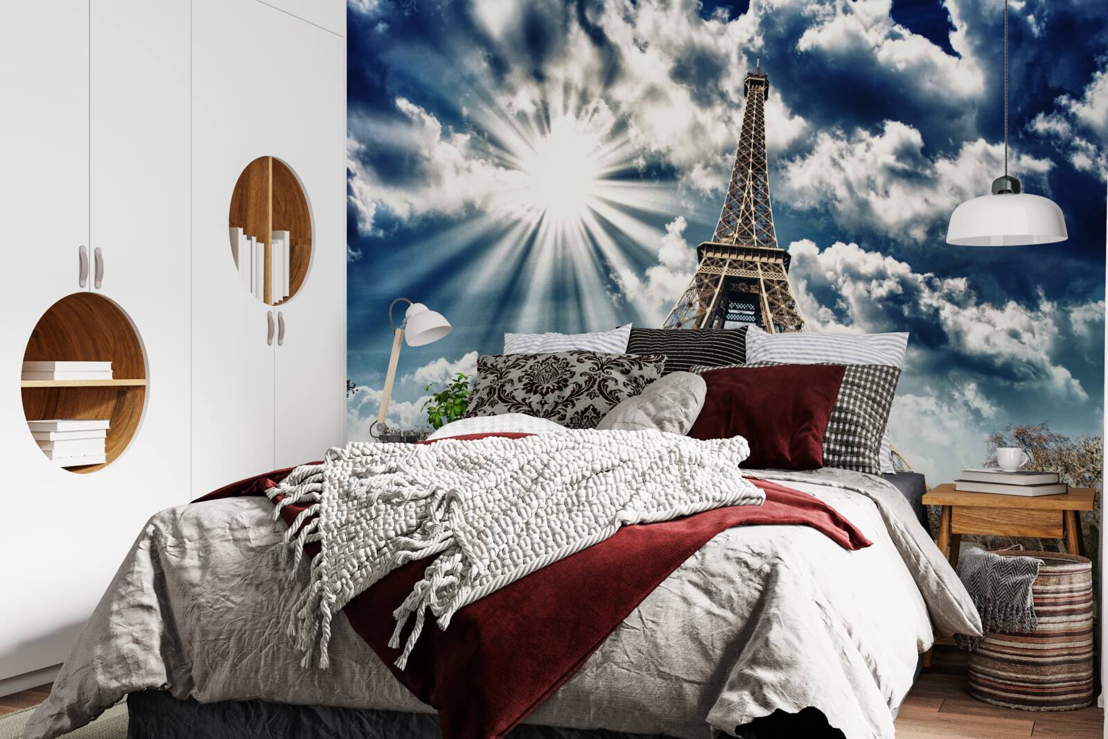 Fotobehang zonneschijn boven de eiffeltoren