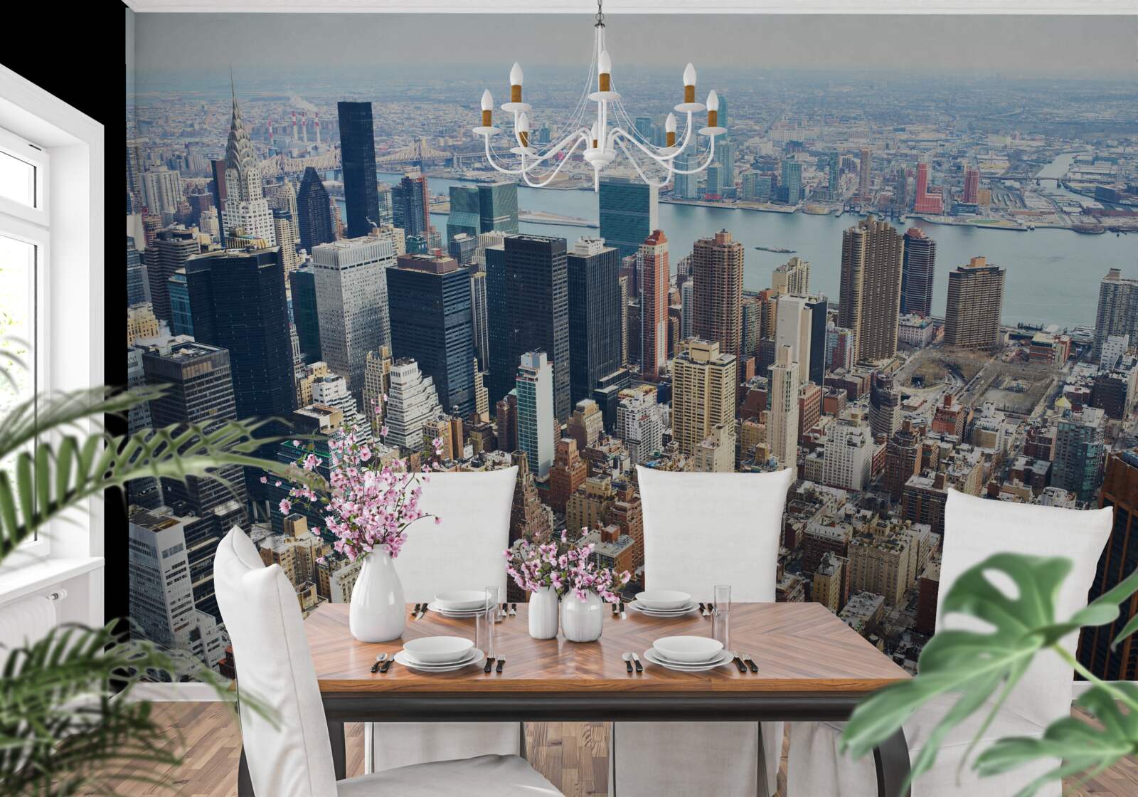 Fotobehang de gebouwen van new york en hun daken