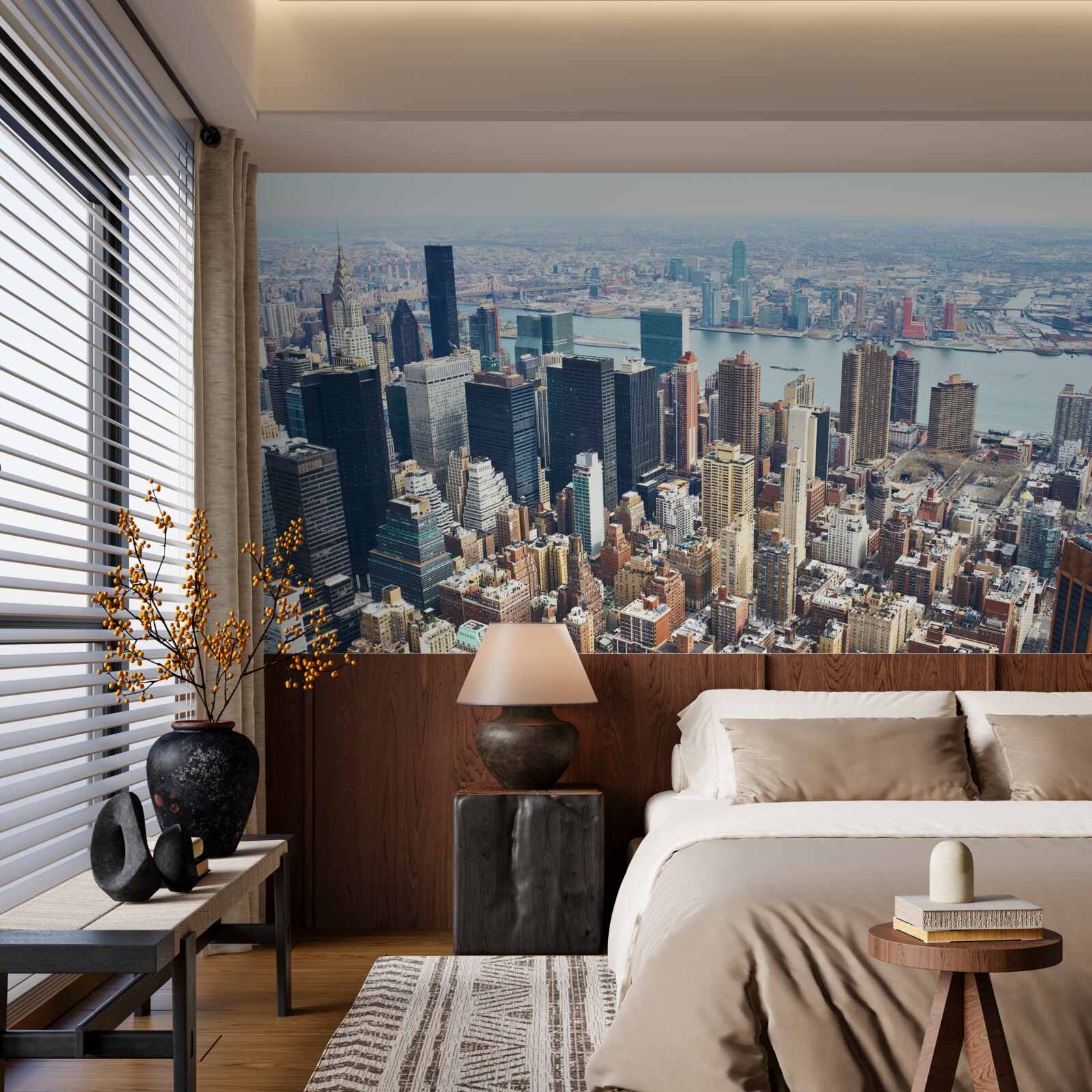 Fotobehang de gebouwen van new york en hun daken