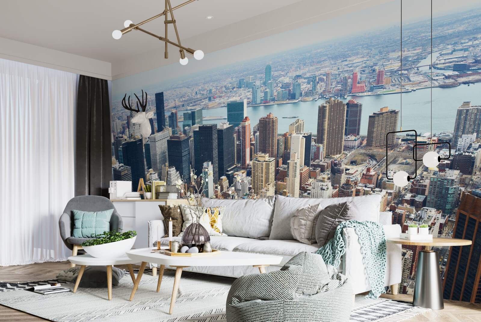 Fotobehang de gebouwen van new york en hun daken