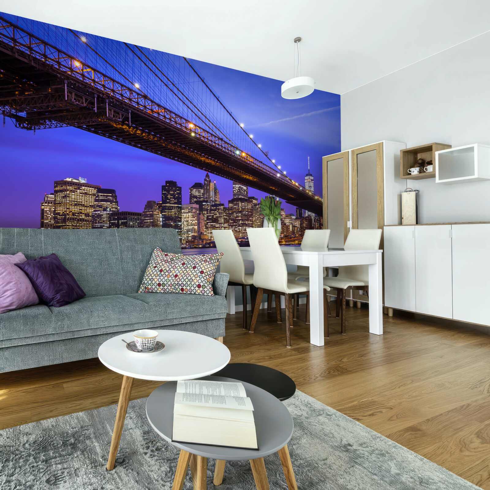 Fotobehang uitzicht op brooklyn bridge van onderaf