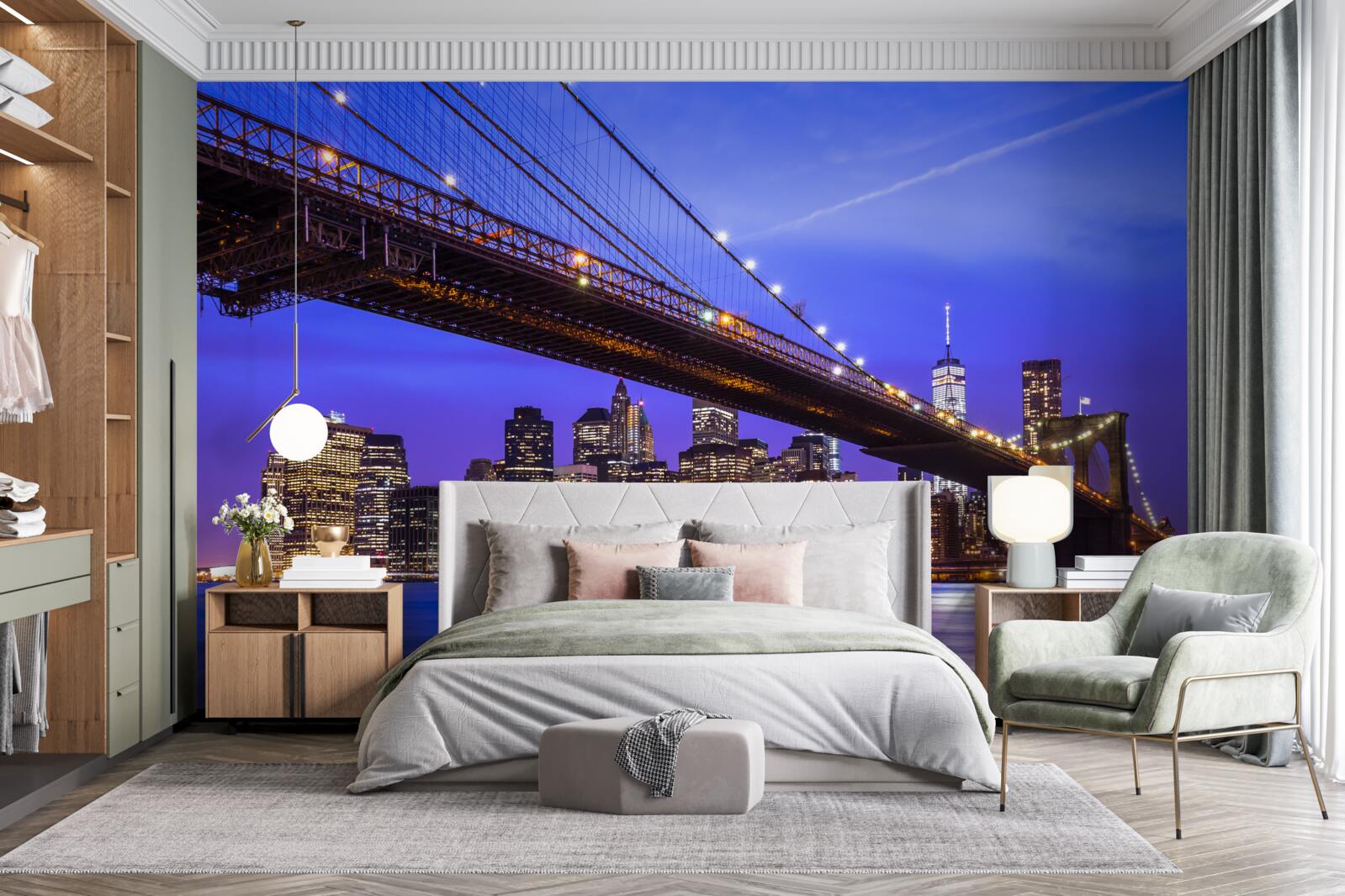 Fotobehang uitzicht op brooklyn bridge van onderaf