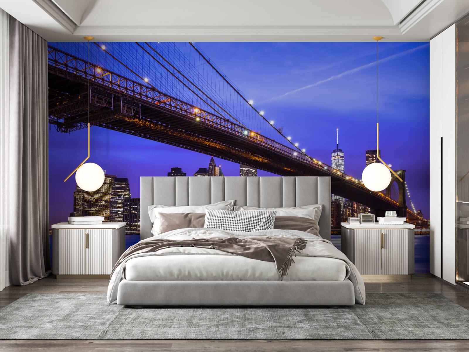 Fotobehang uitzicht op brooklyn bridge van onderaf