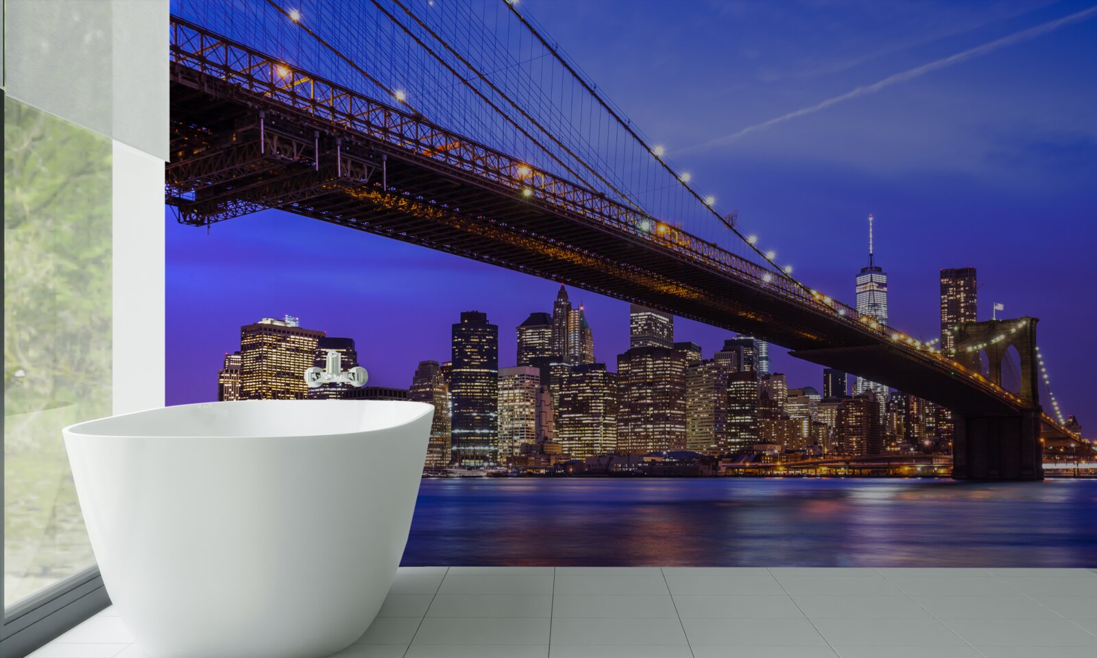 Fotobehang uitzicht op brooklyn bridge van onderaf