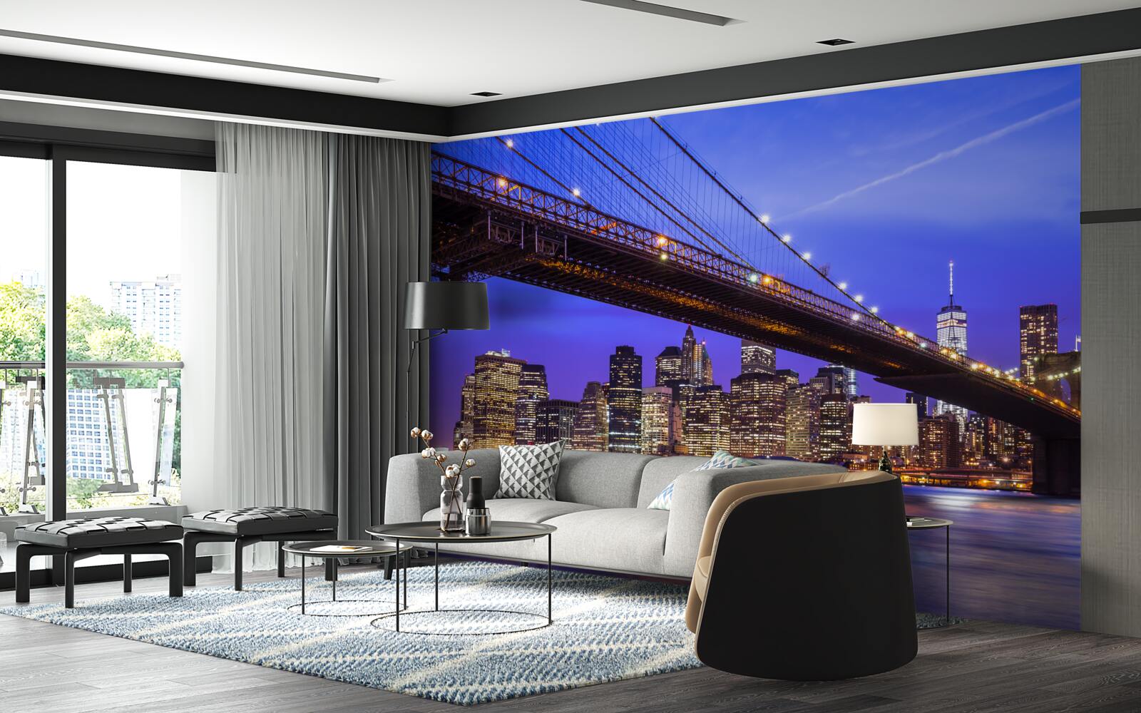 Fotobehang uitzicht op brooklyn bridge van onderaf