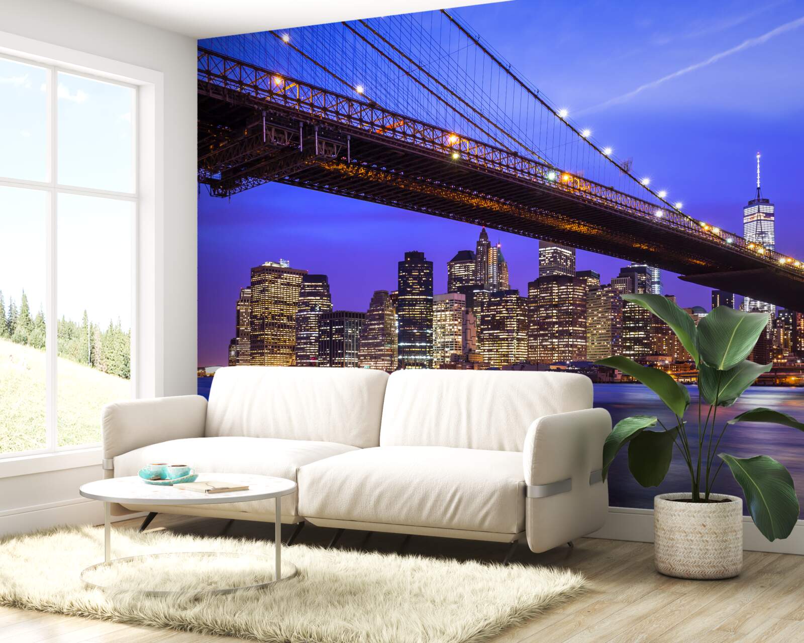 Fotobehang uitzicht op brooklyn bridge van onderaf