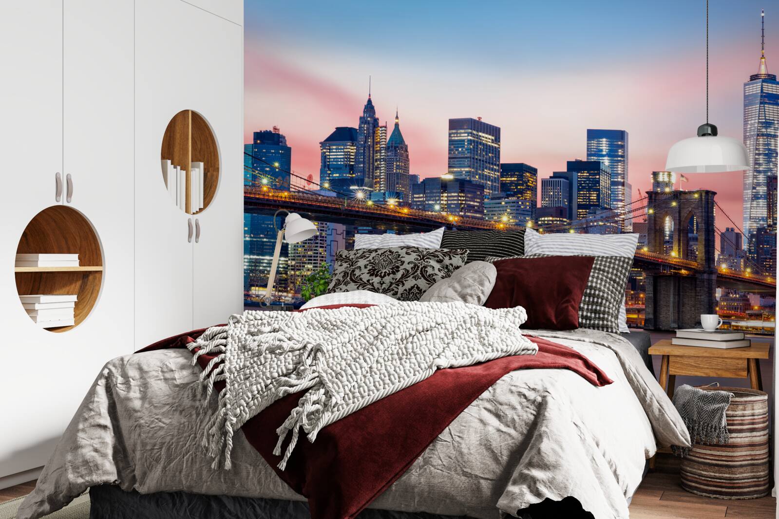 Fotobehang de brooklyn bridge bij nacht in new york