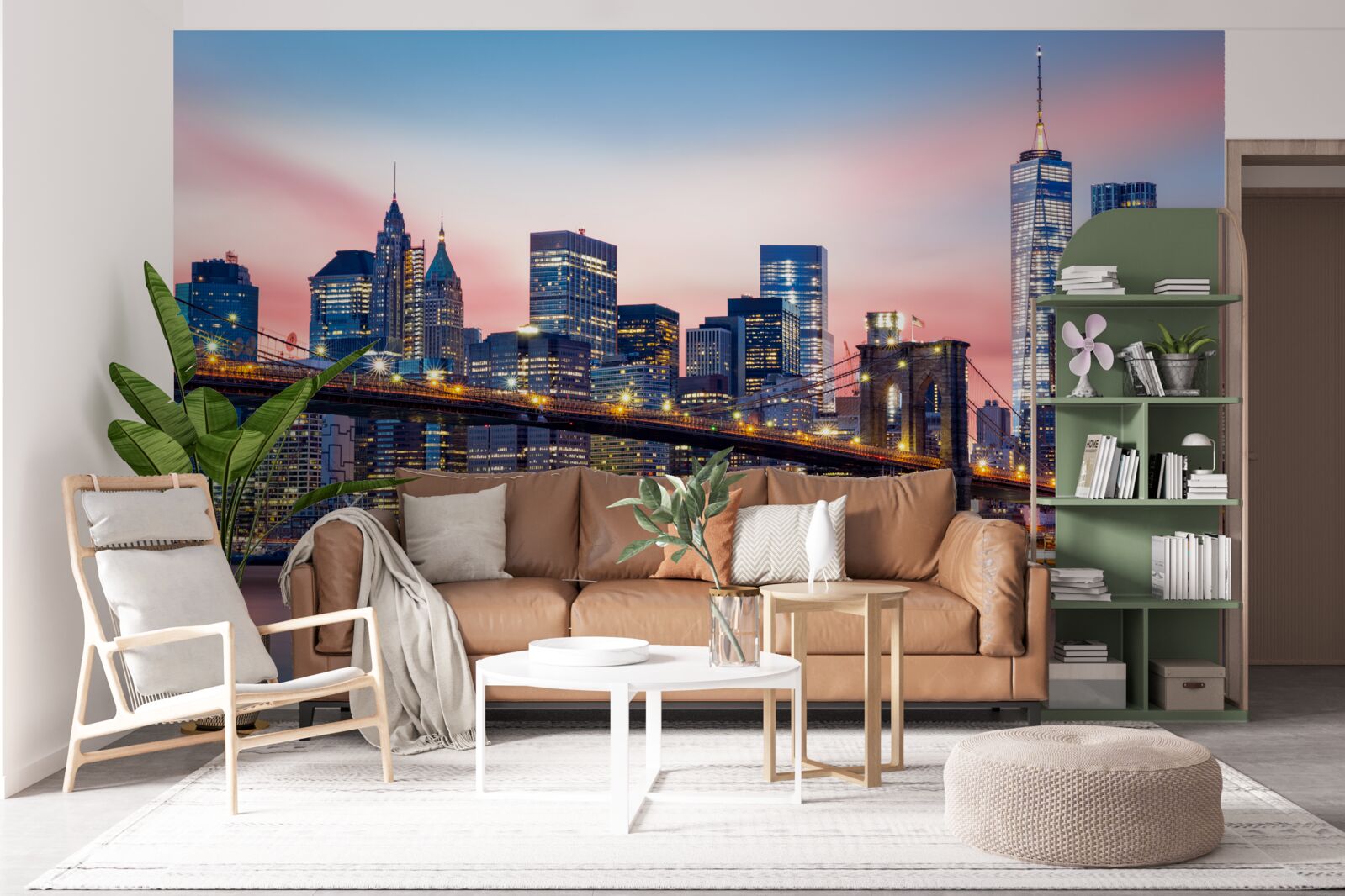 Fotobehang de brooklyn bridge bij nacht in new york