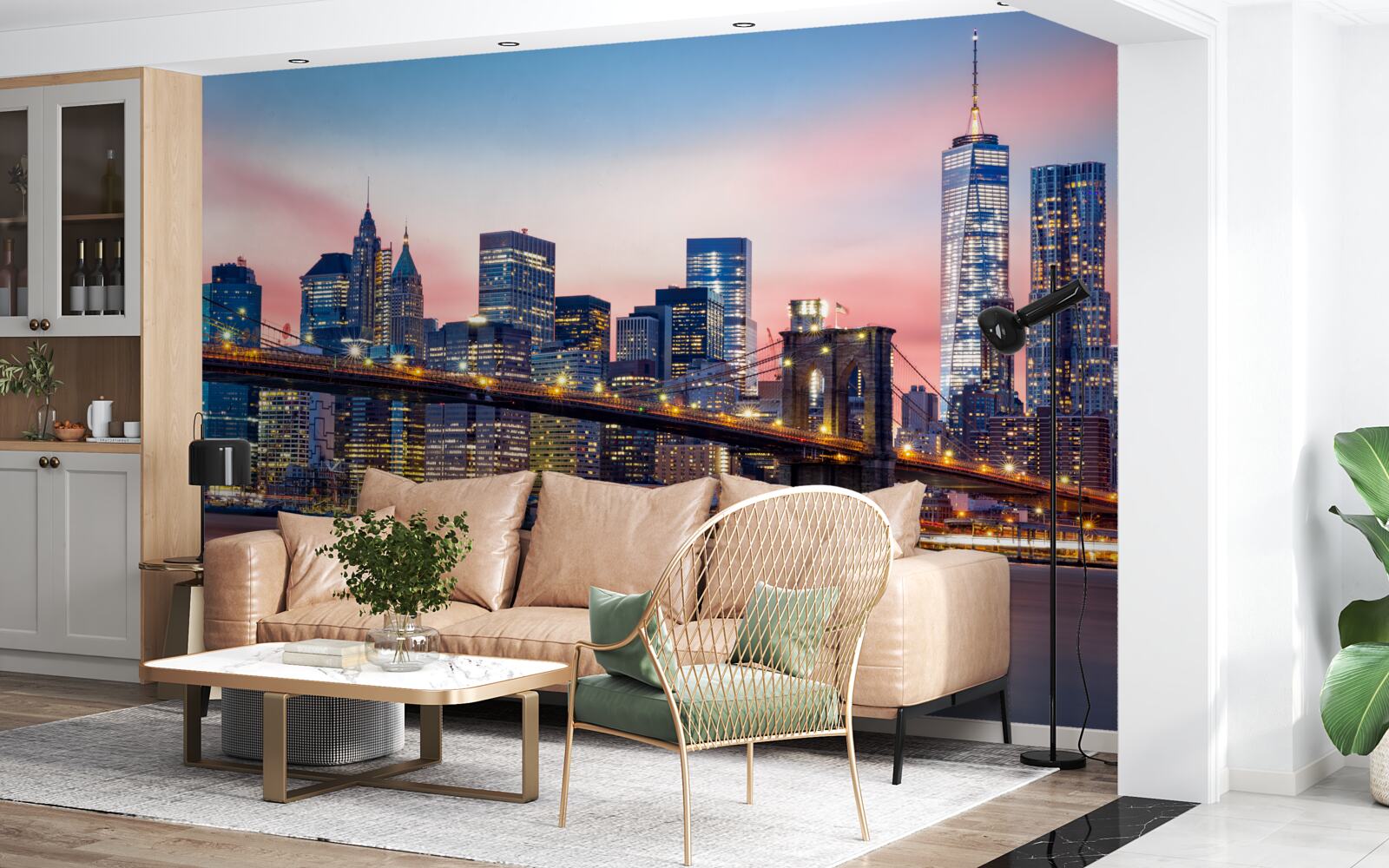 Fotobehang de brooklyn bridge bij nacht in new york