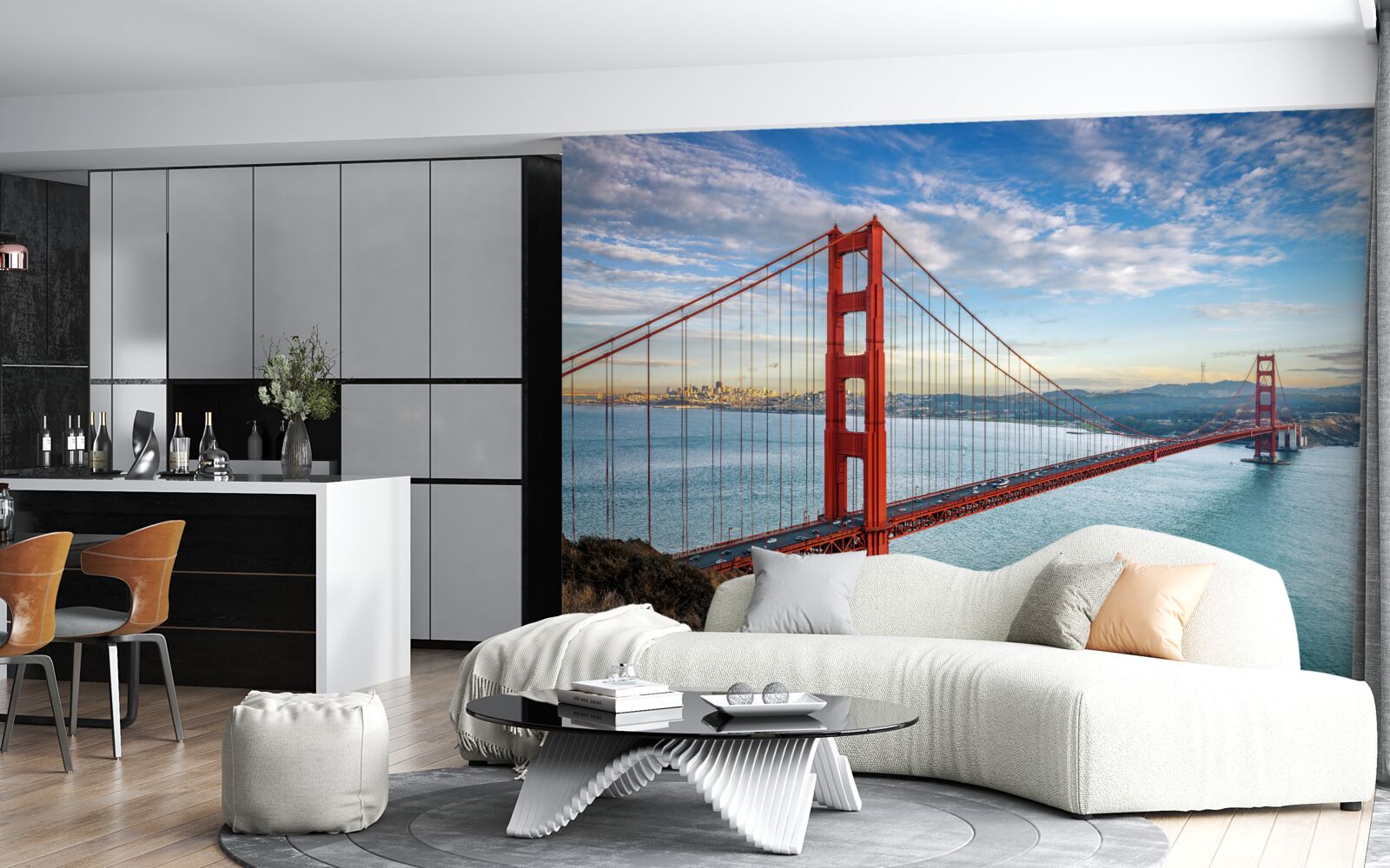 Fotobehang panorama van de golden gate vanaf de brug