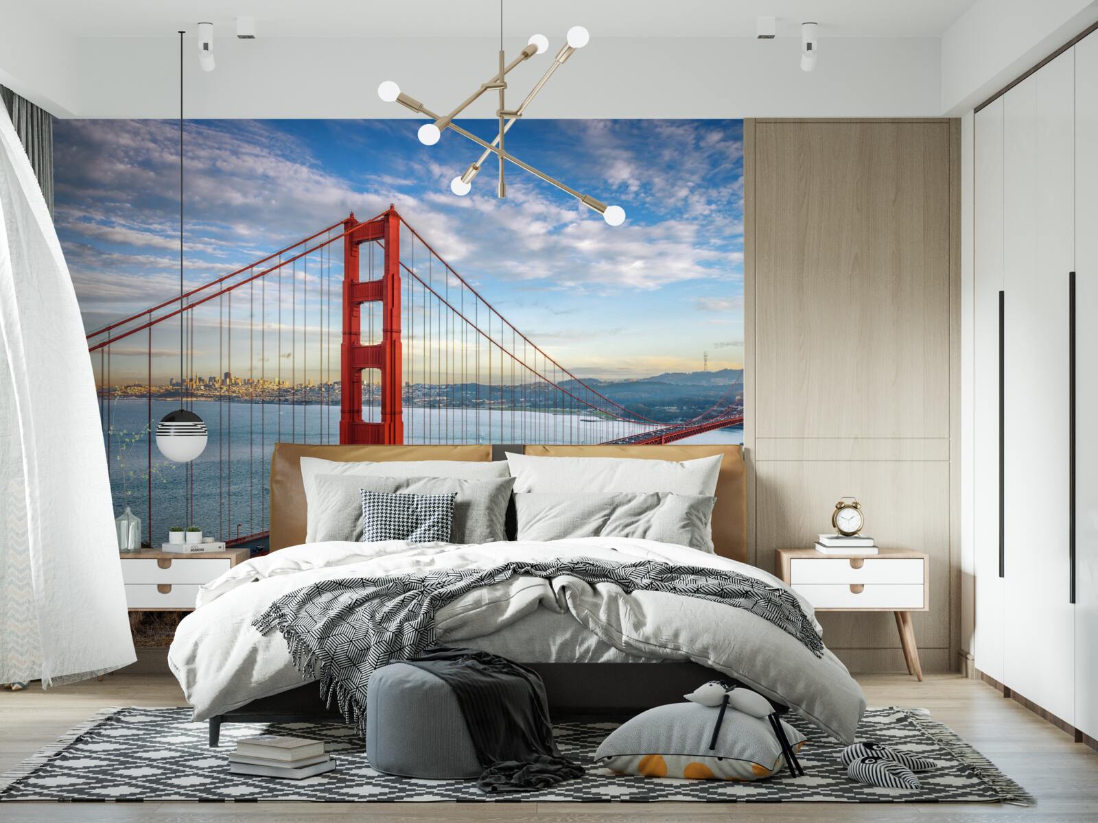 Fotobehang panorama van de golden gate vanaf de brug