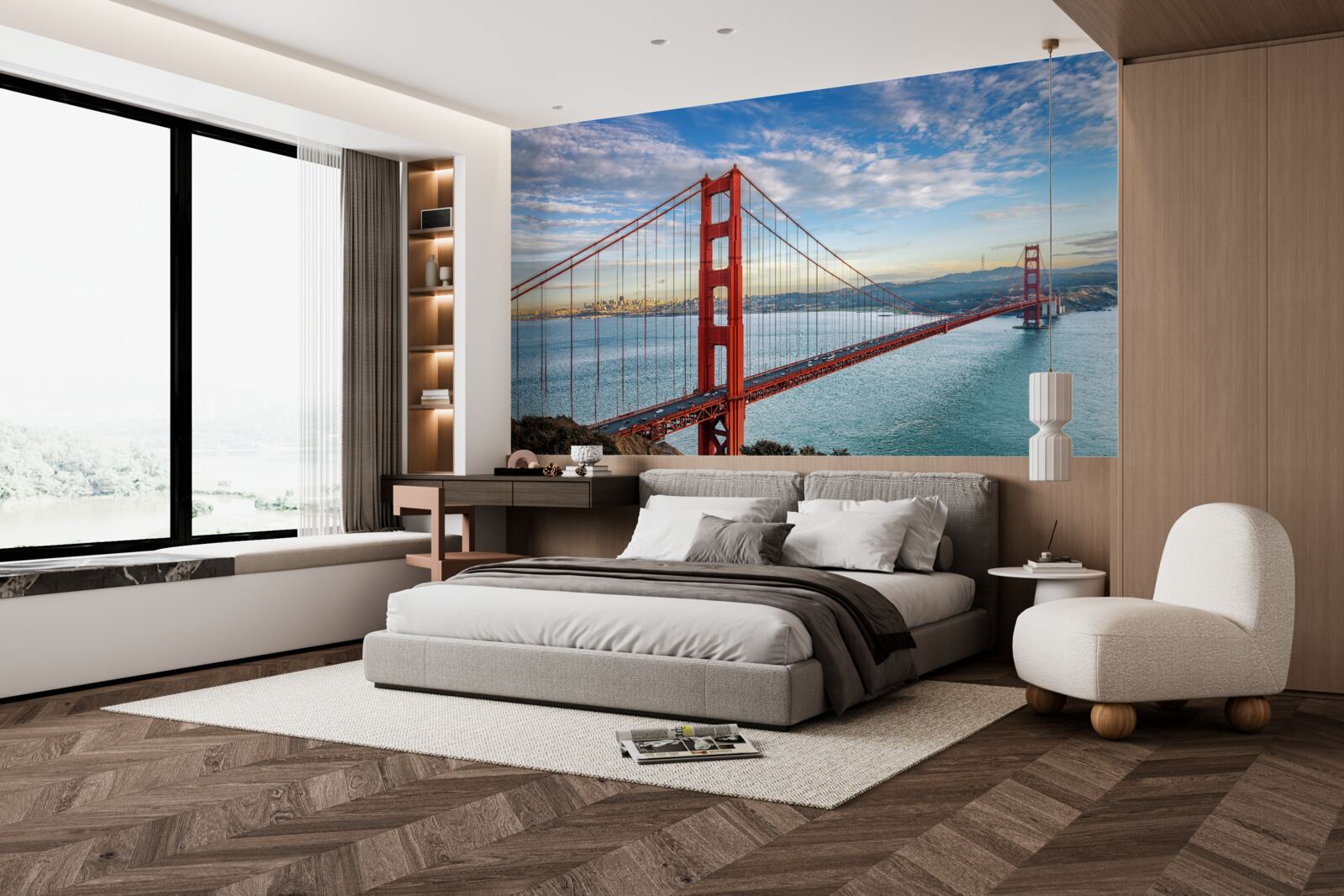 Fotobehang panorama van de golden gate vanaf de brug