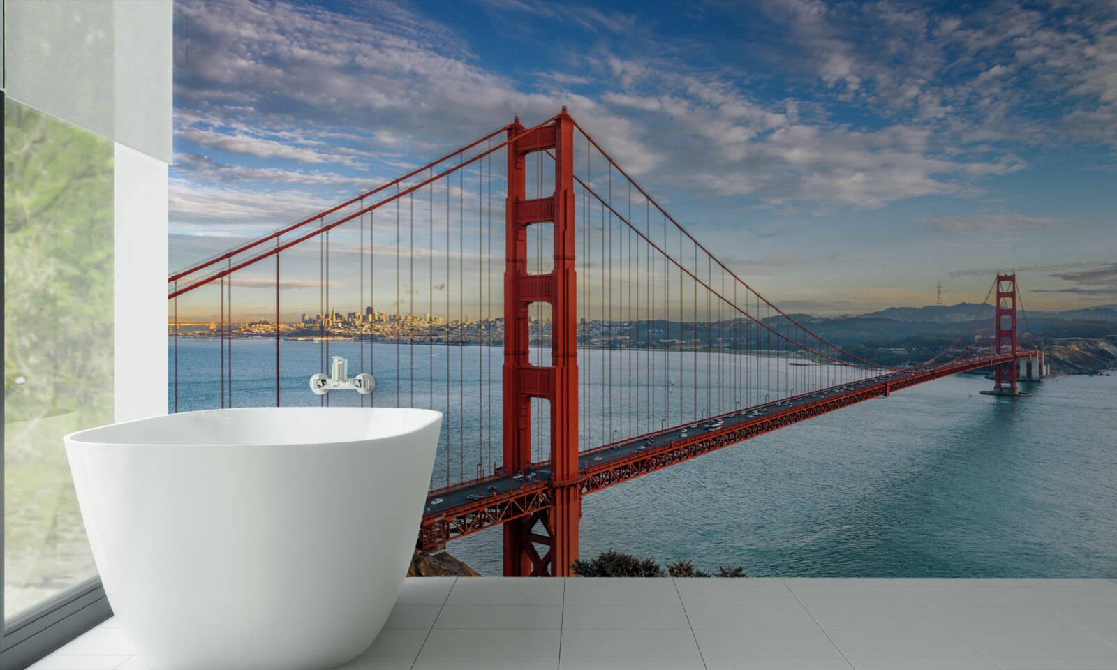 Fotobehang panorama van de golden gate vanaf de brug