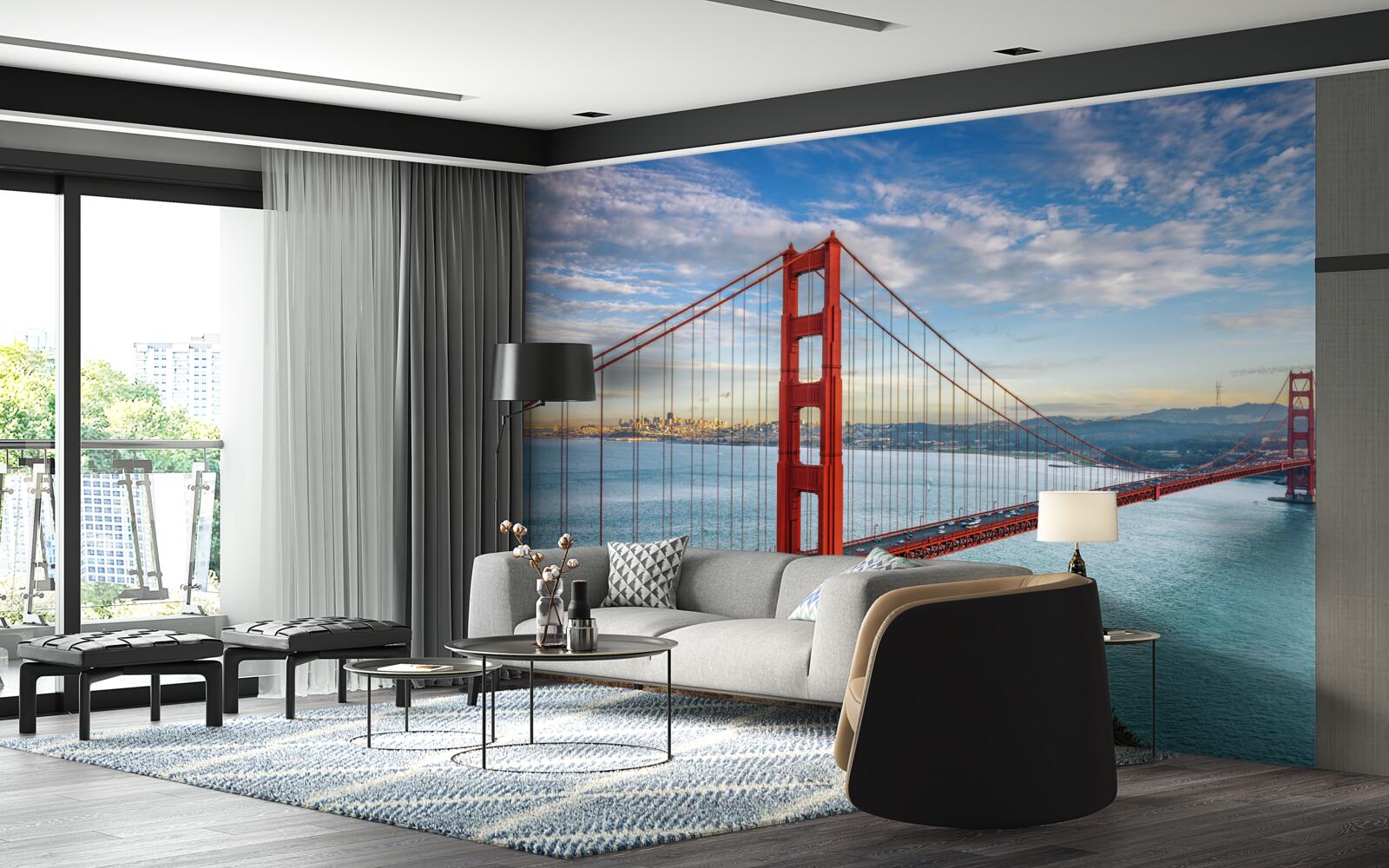 Fotobehang panorama van de golden gate vanaf de brug