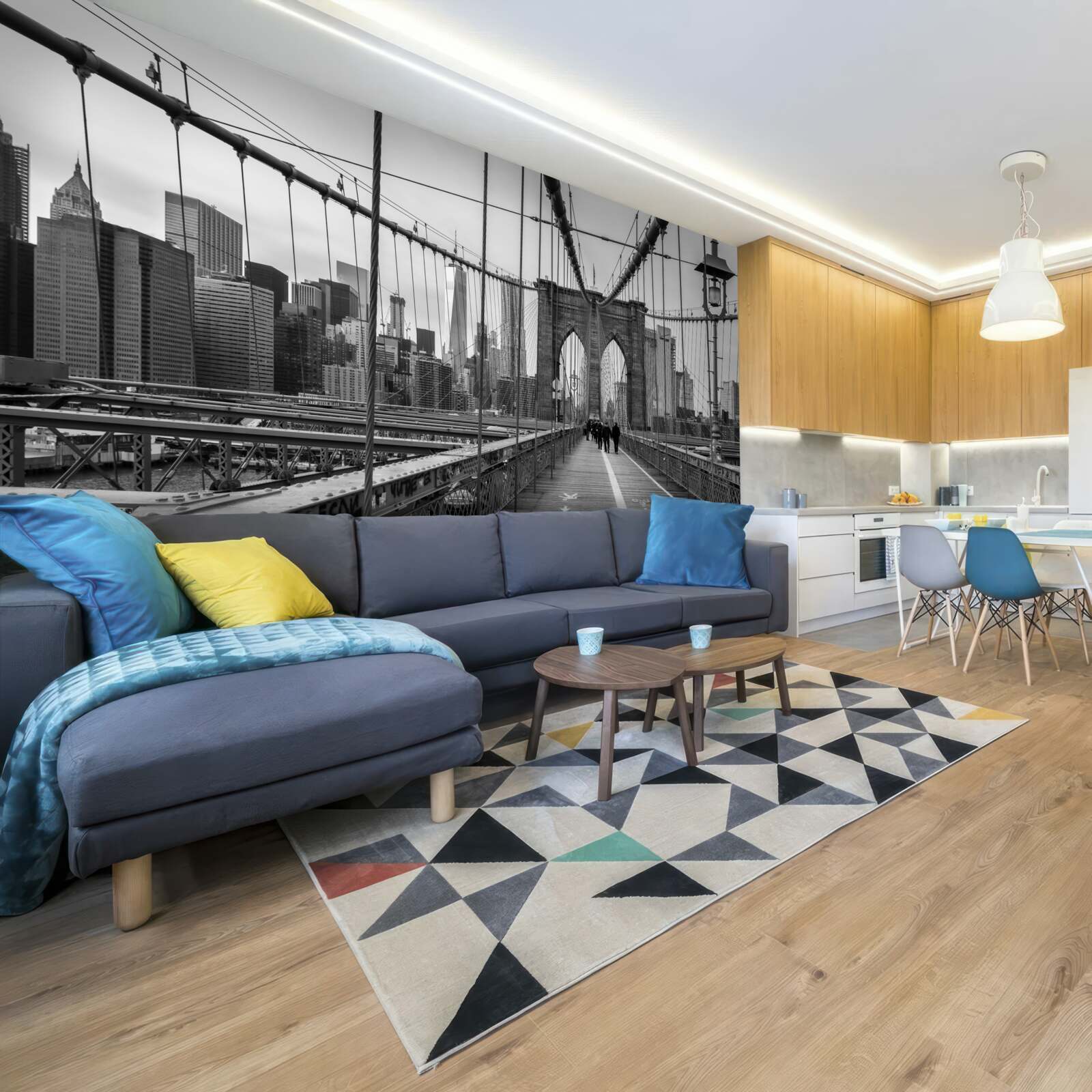 Fotobehang de brug van Brooklyn in zwart-wit tinten