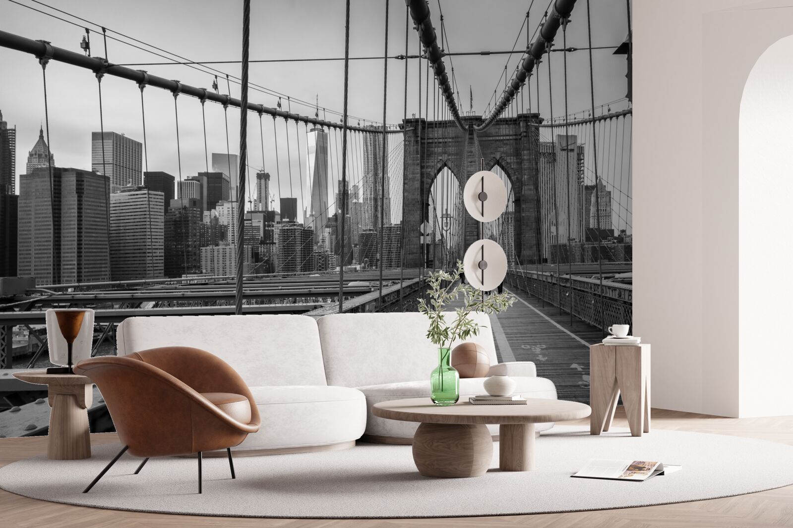 Fotobehang de brug van Brooklyn in zwart-wit tinten