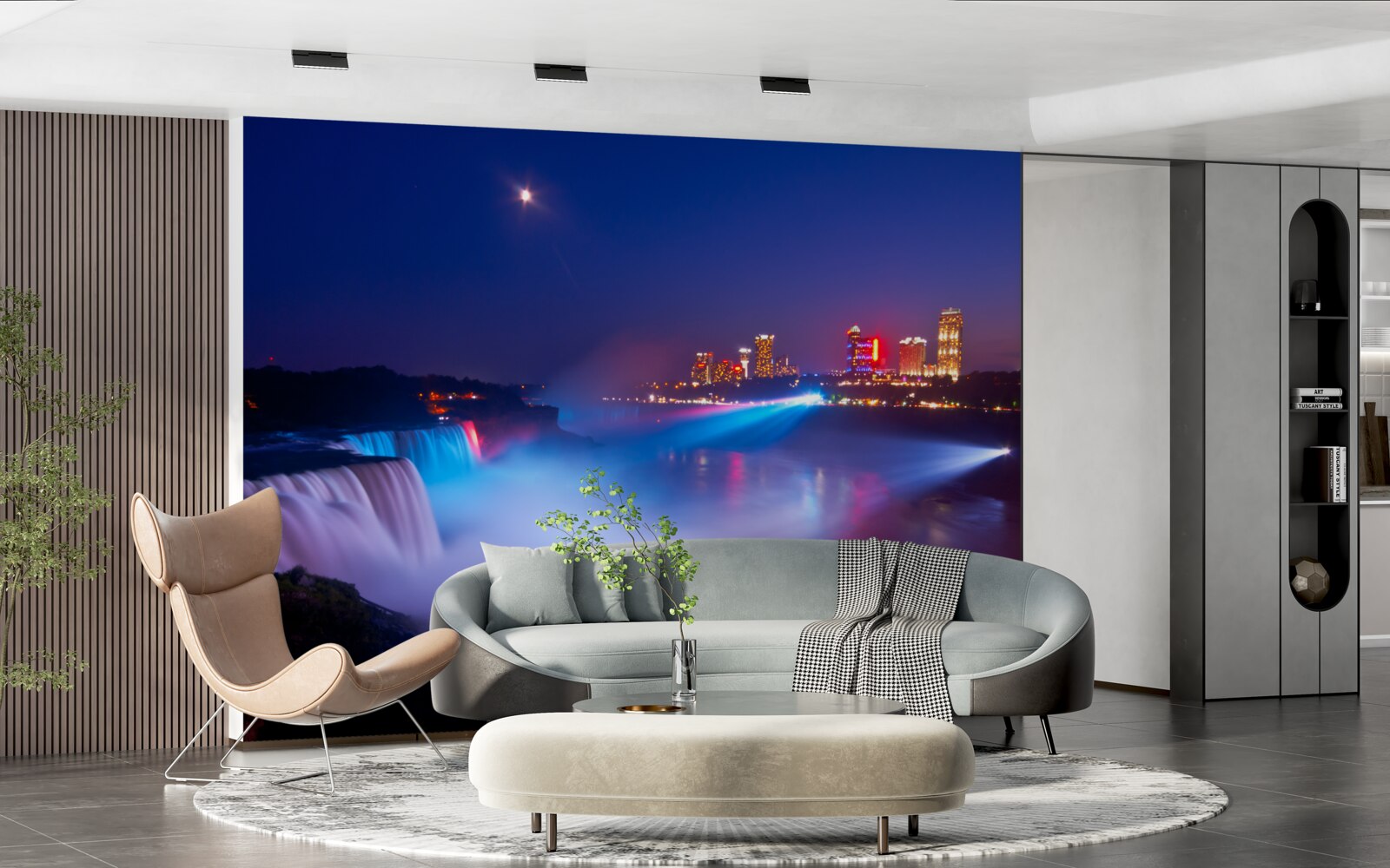 Fotobehang niagara falls 's nachts verlicht